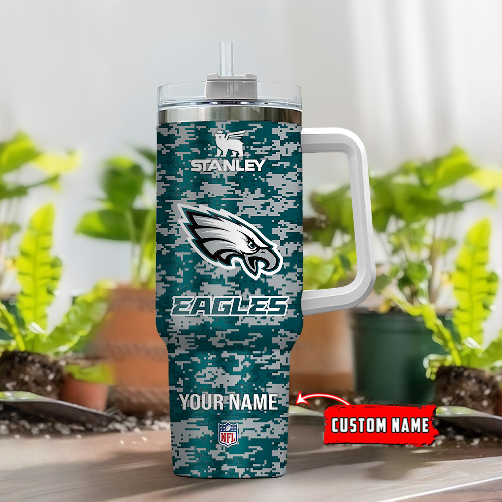 Philadelphia Eagles NFL Camouflage Custom Stanley Cup 40 oz 30 oz Tumbler With Handle
