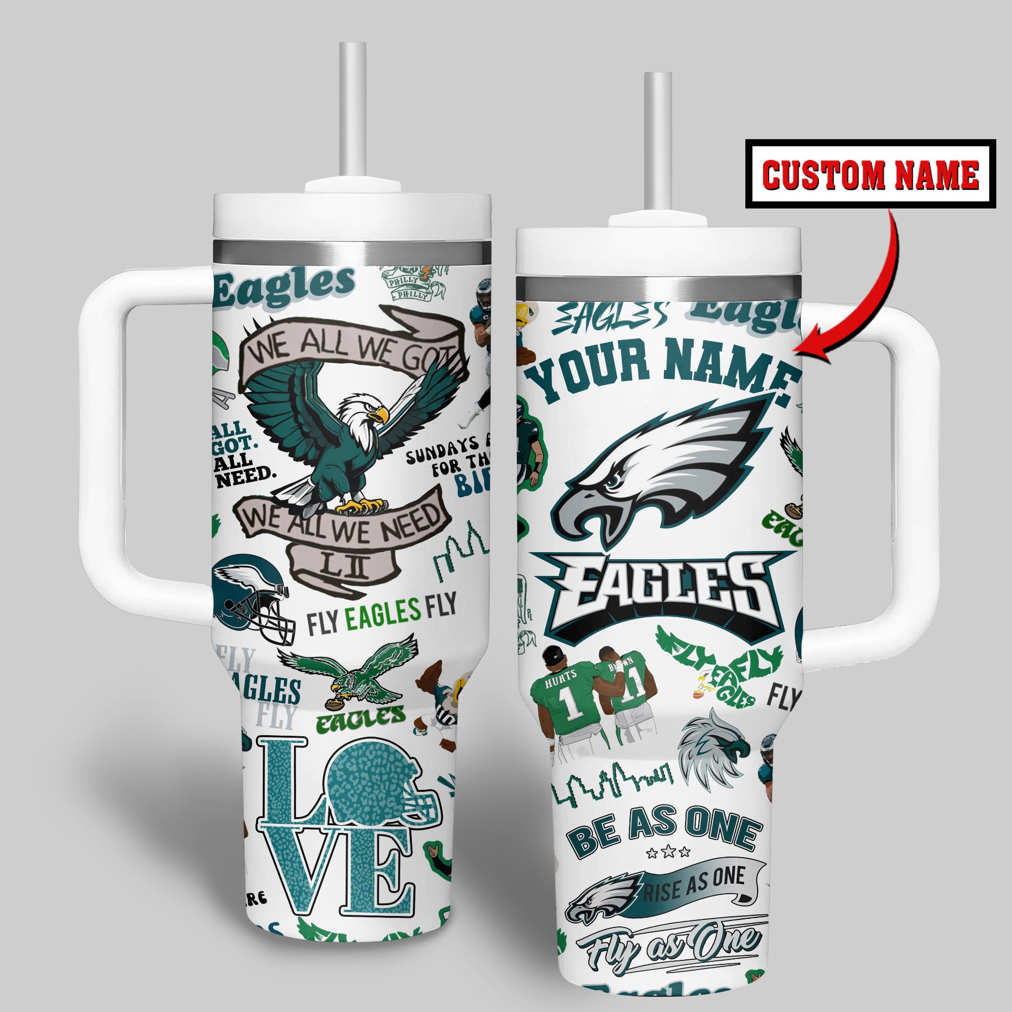 Philadelphia Eagles NFL Custom Stanley Cup 40 oz 30 oz Tumbler With Handle