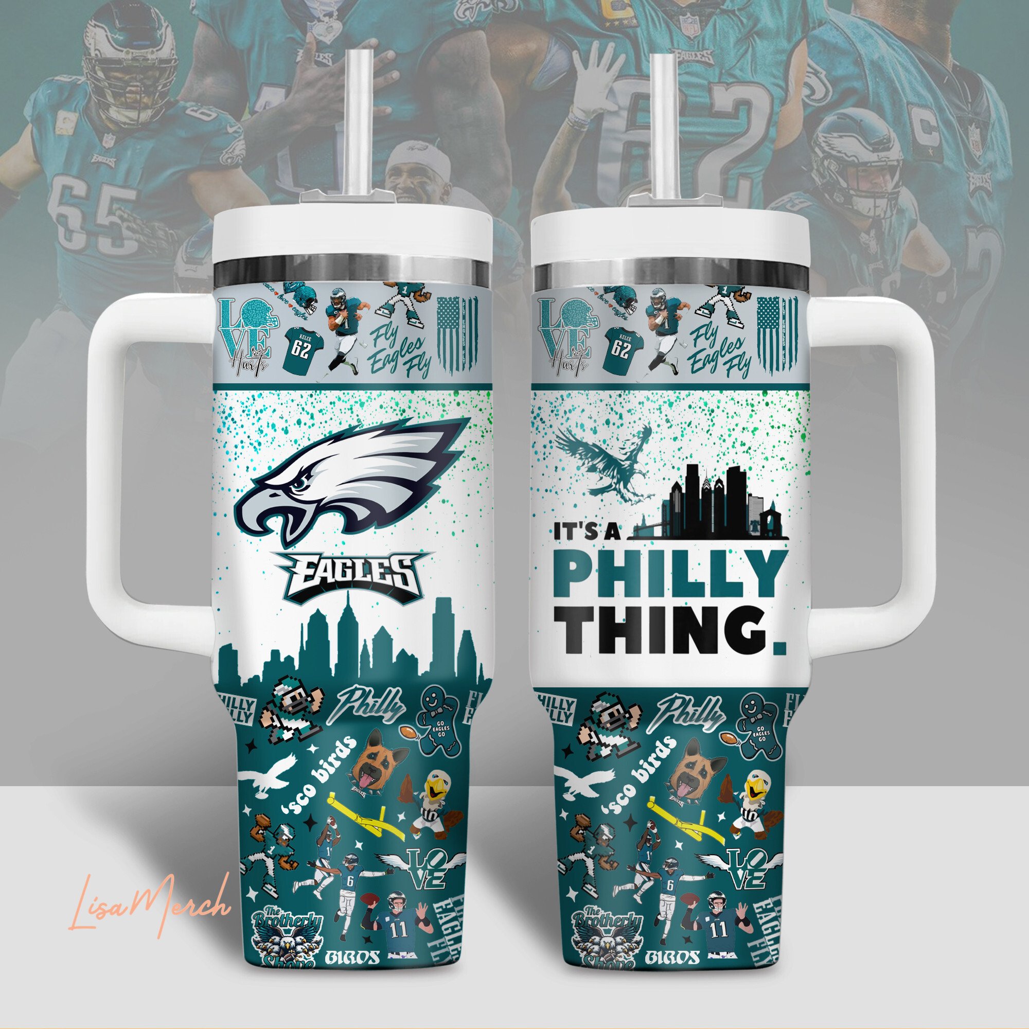 Philadelphia Eagles NFL Custom Stanley Cup 40 oz 30 oz Tumbler With Handle