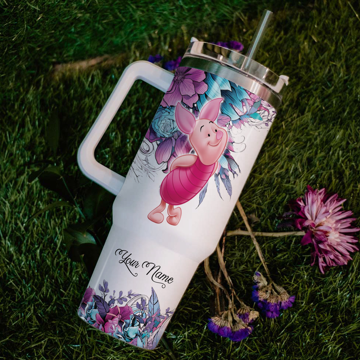 Piglet Winnie the Pooh Cartoon Custom Stanley Cup 40 oz 30 oz Tumbler With Handle