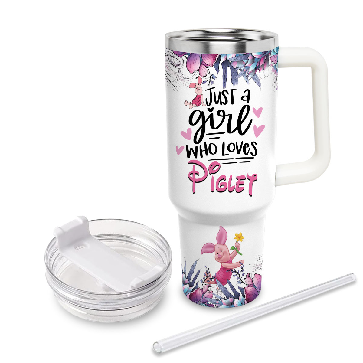 Piglet Winnie the Pooh Cartoon Custom Stanley Cup 40 oz 30 oz Tumbler With Handle