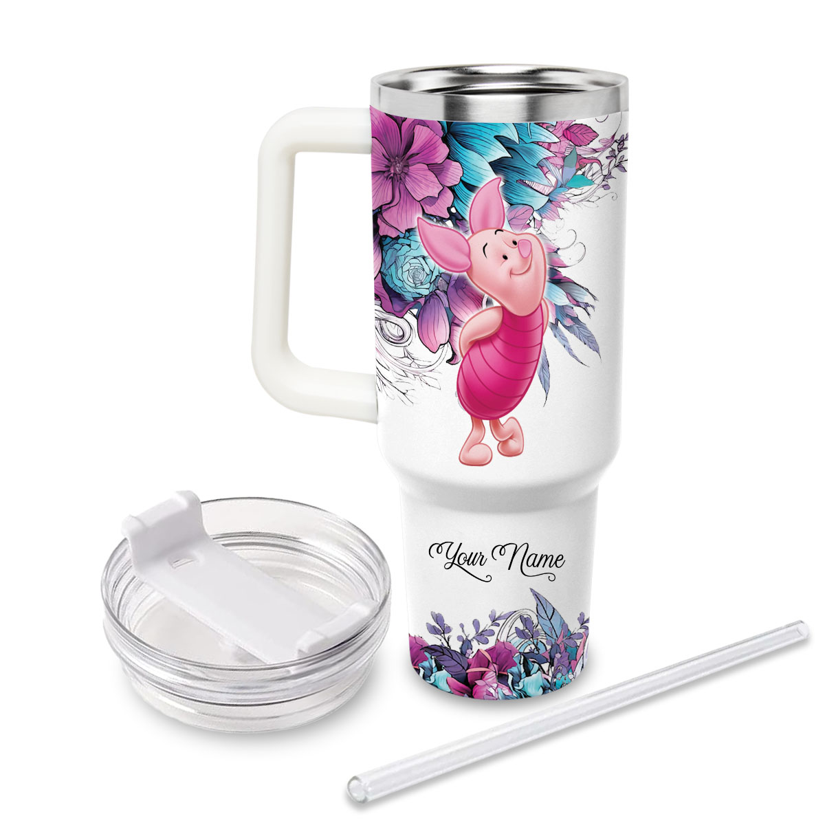 Piglet Winnie the Pooh Cartoon Custom Stanley Cup 40 oz 30 oz Tumbler With Handle