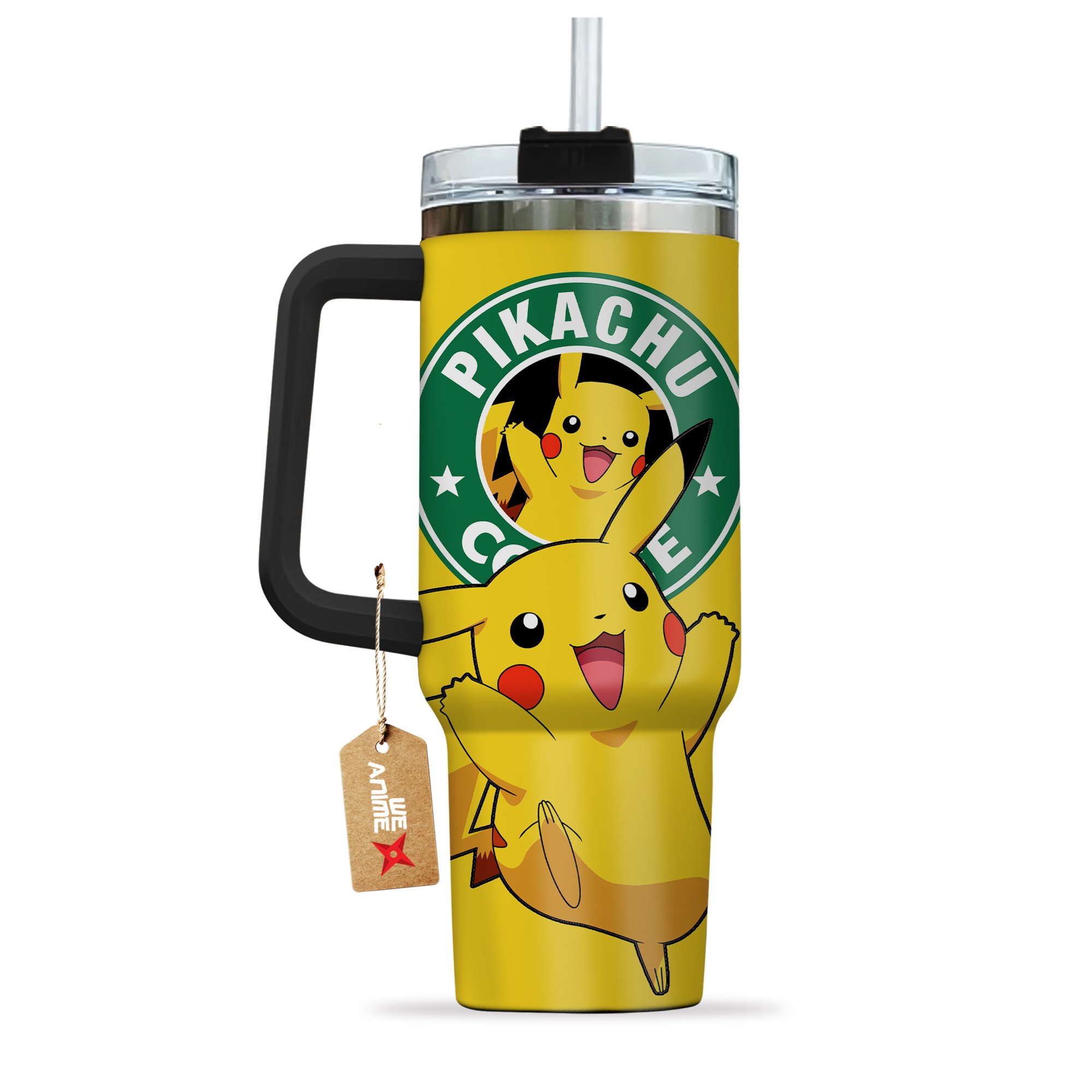 Pikachu Coffee Pokemon Anime Custom Stanley Cup 40 oz 30 oz Tumbler With Handle