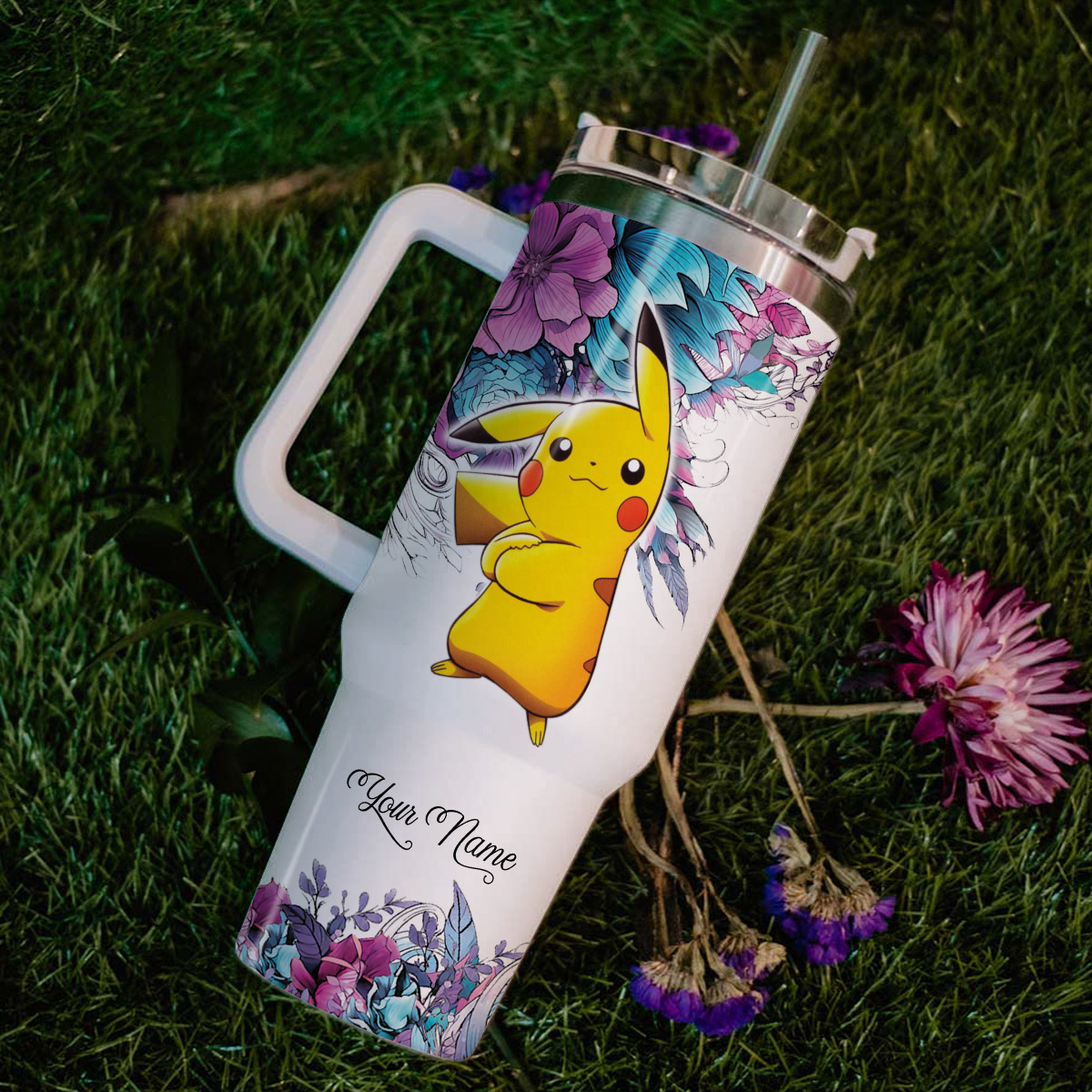 Pikachu Pokemon Cartoon Custom Stanley Cup 40 oz 30 oz Tumbler With Handle