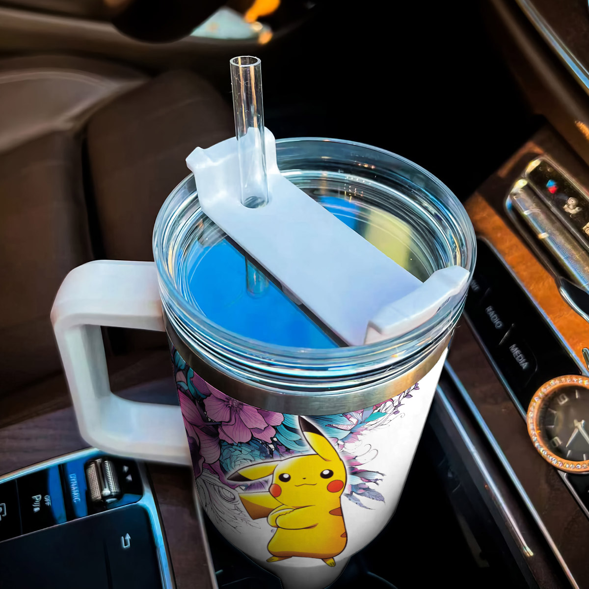 Pikachu Pokemon Cartoon Custom Stanley Cup 40 oz 30 oz Tumbler With Handle
