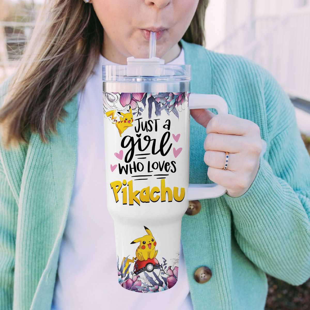 Pikachu Pokemon Cartoon Custom Stanley Cup 40 oz 30 oz Tumbler With Handle