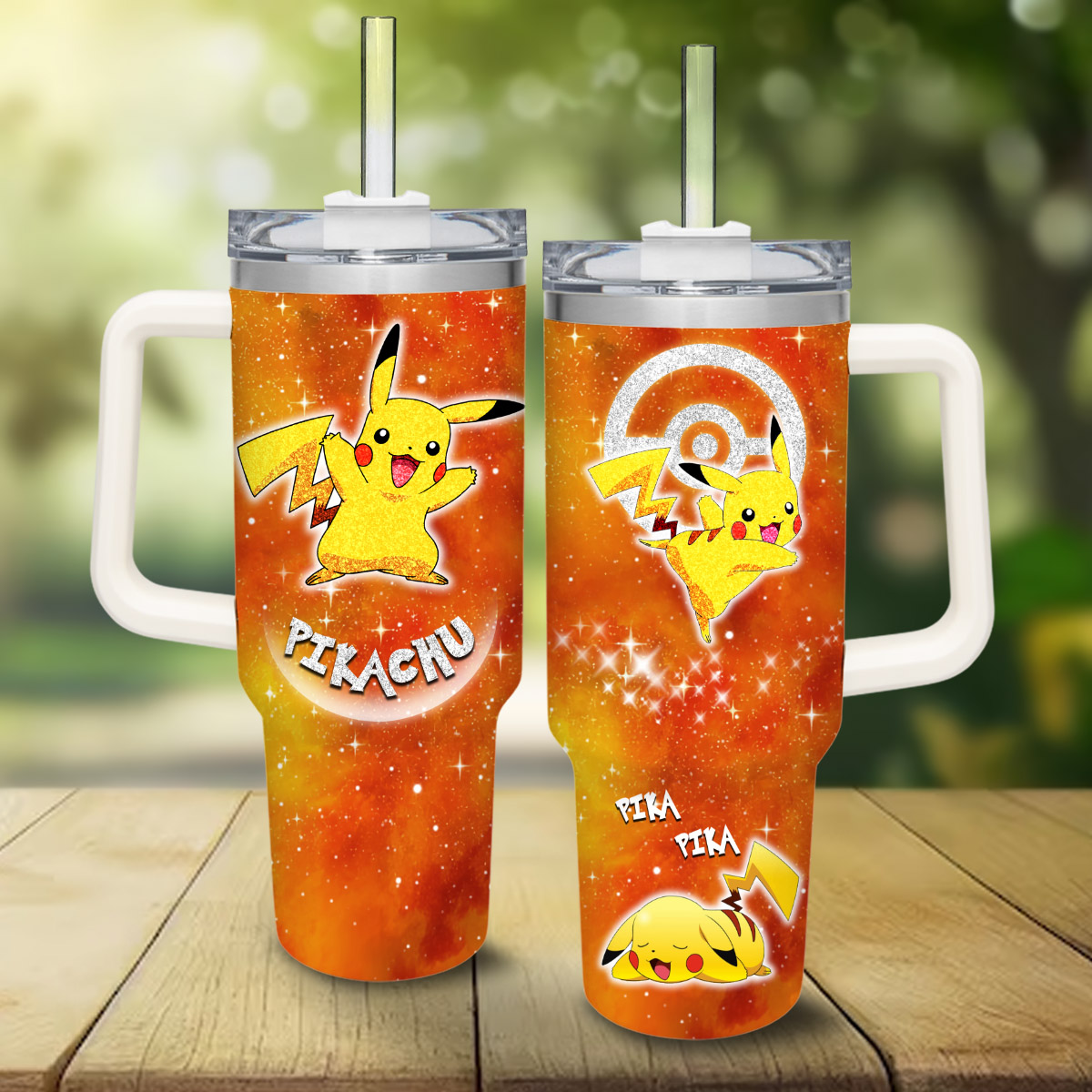 Pikachu Pokemon Cartoon Custom Stanley Cup 40 oz 30 oz Tumbler With Handle