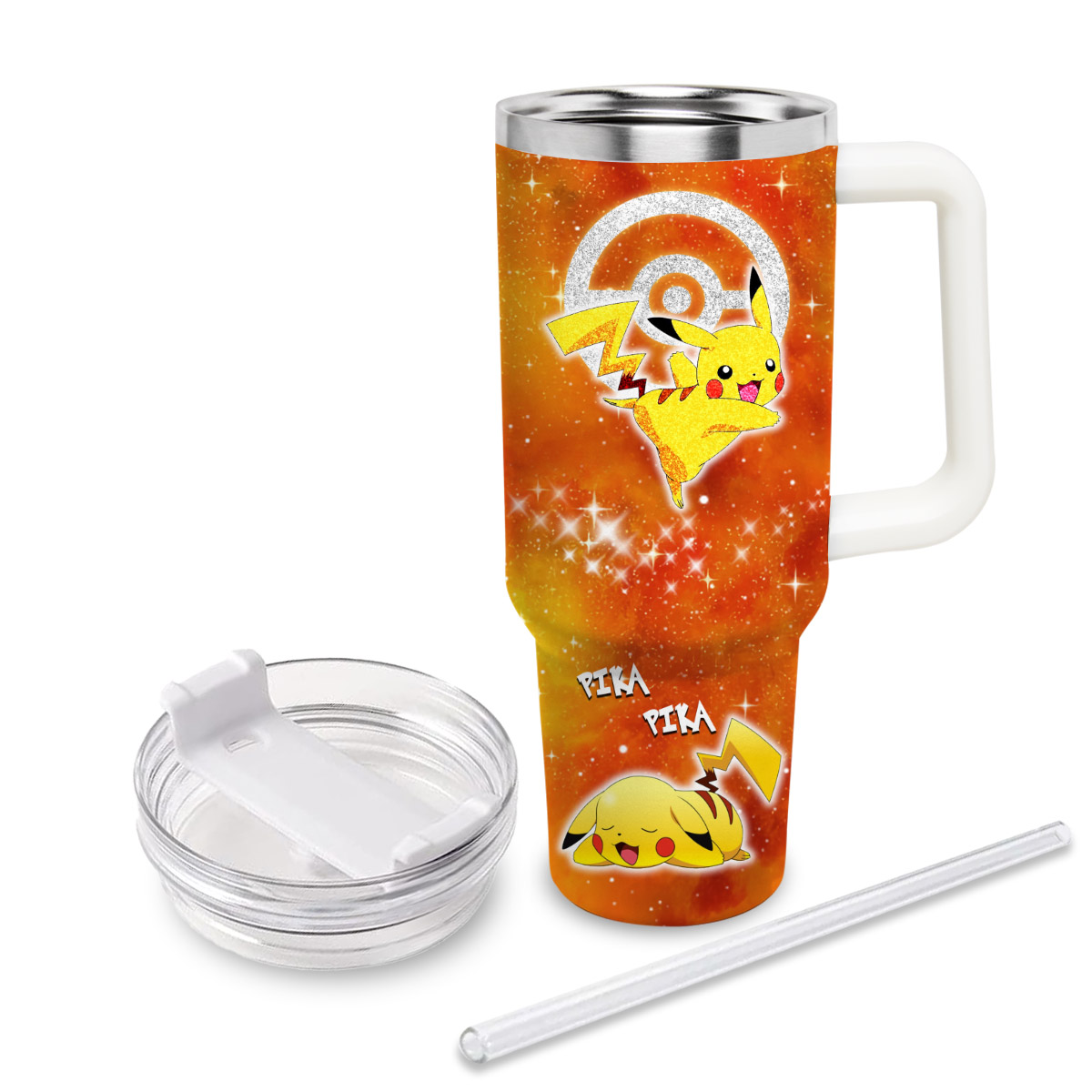 Pikachu Pokemon Cartoon Custom Stanley Cup 40 oz 30 oz Tumbler With Handle