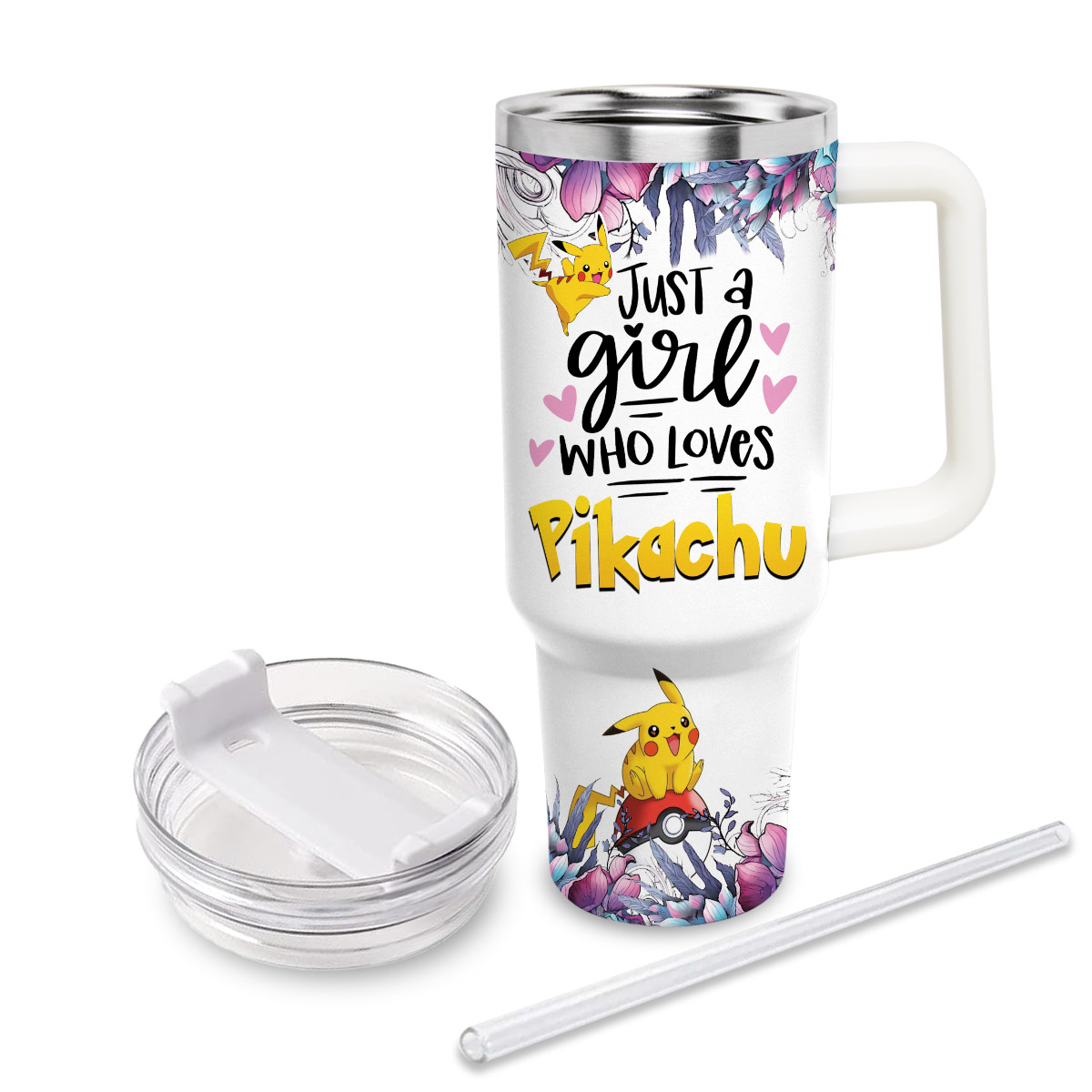 Pikachu Pokemon Cartoon Custom Stanley Cup 40 oz 30 oz Tumbler With Handle