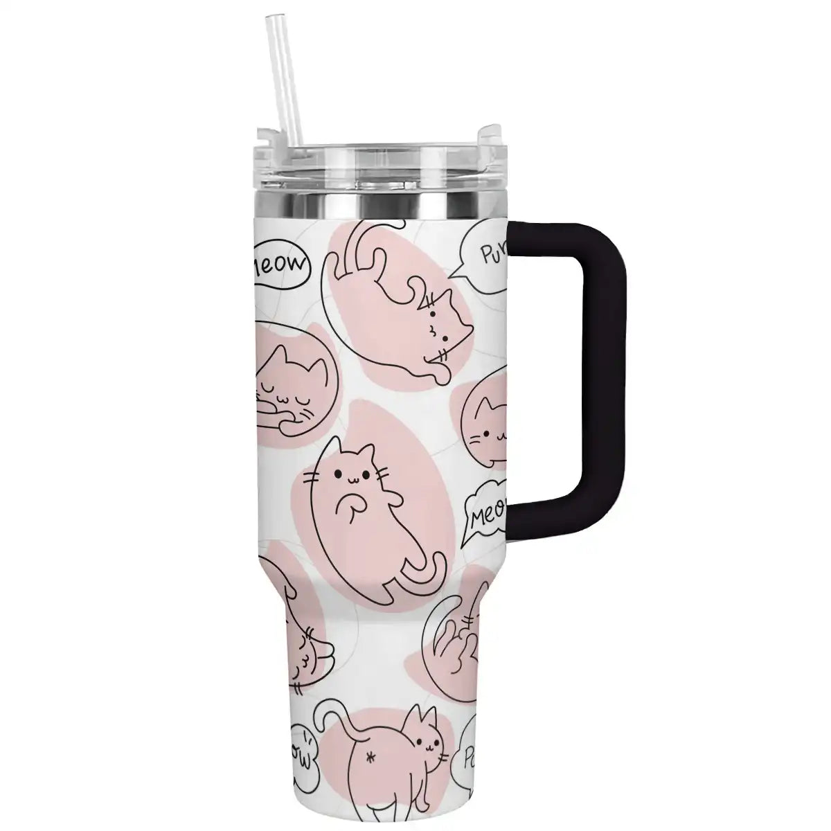 Pink Cats Custom Stanley Cup 40 oz 30 oz Tumbler With Handle