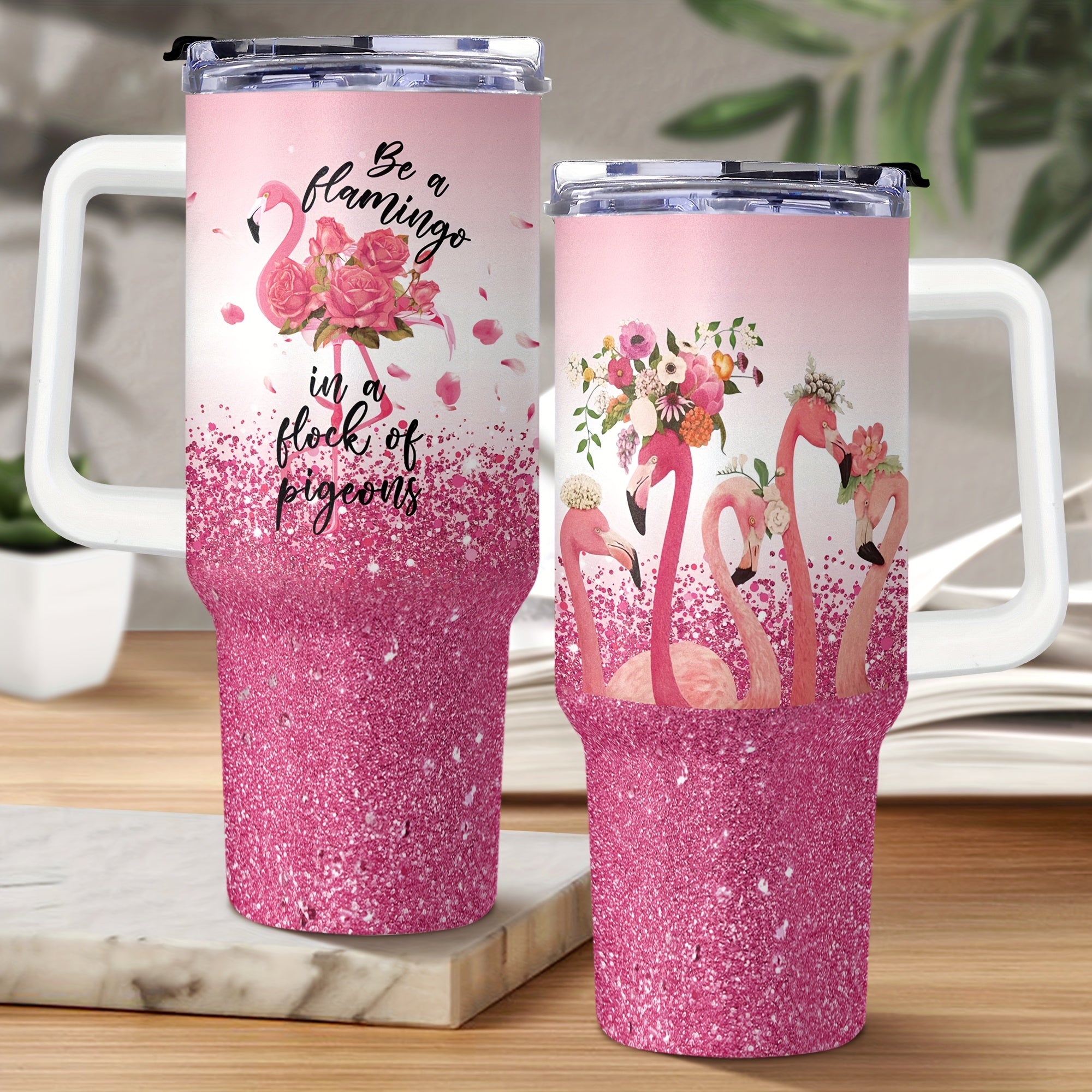 Pink Flamingo Custom Stanley Cup 40 oz 30 oz Tumbler With Handle