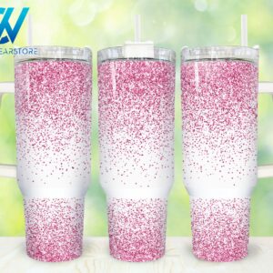 Pink Glitter Custom Stanley Cup 40 oz 30 oz Tumbler With Handle