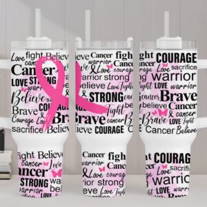 Pink Ribbon Breast Cancer Awareness Custom Stanley Cup 40 oz 30 oz Tumbler With Handle