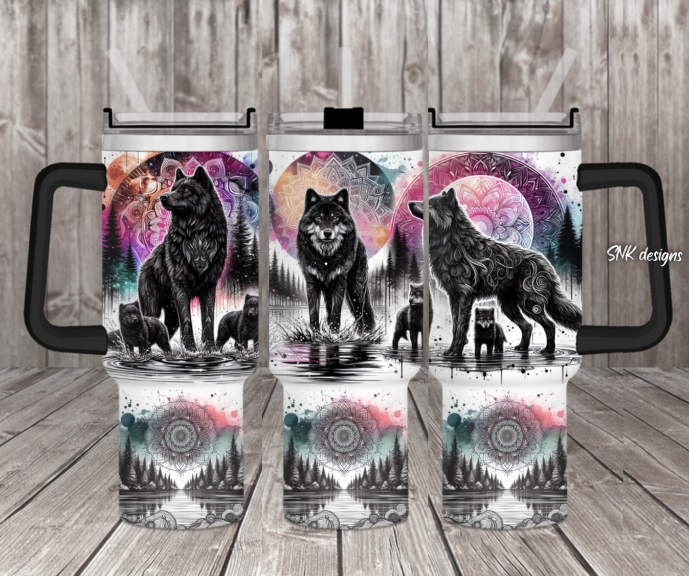 Pink Wolf Custom Stanley Cup 40 oz 30 oz Tumbler With Handle