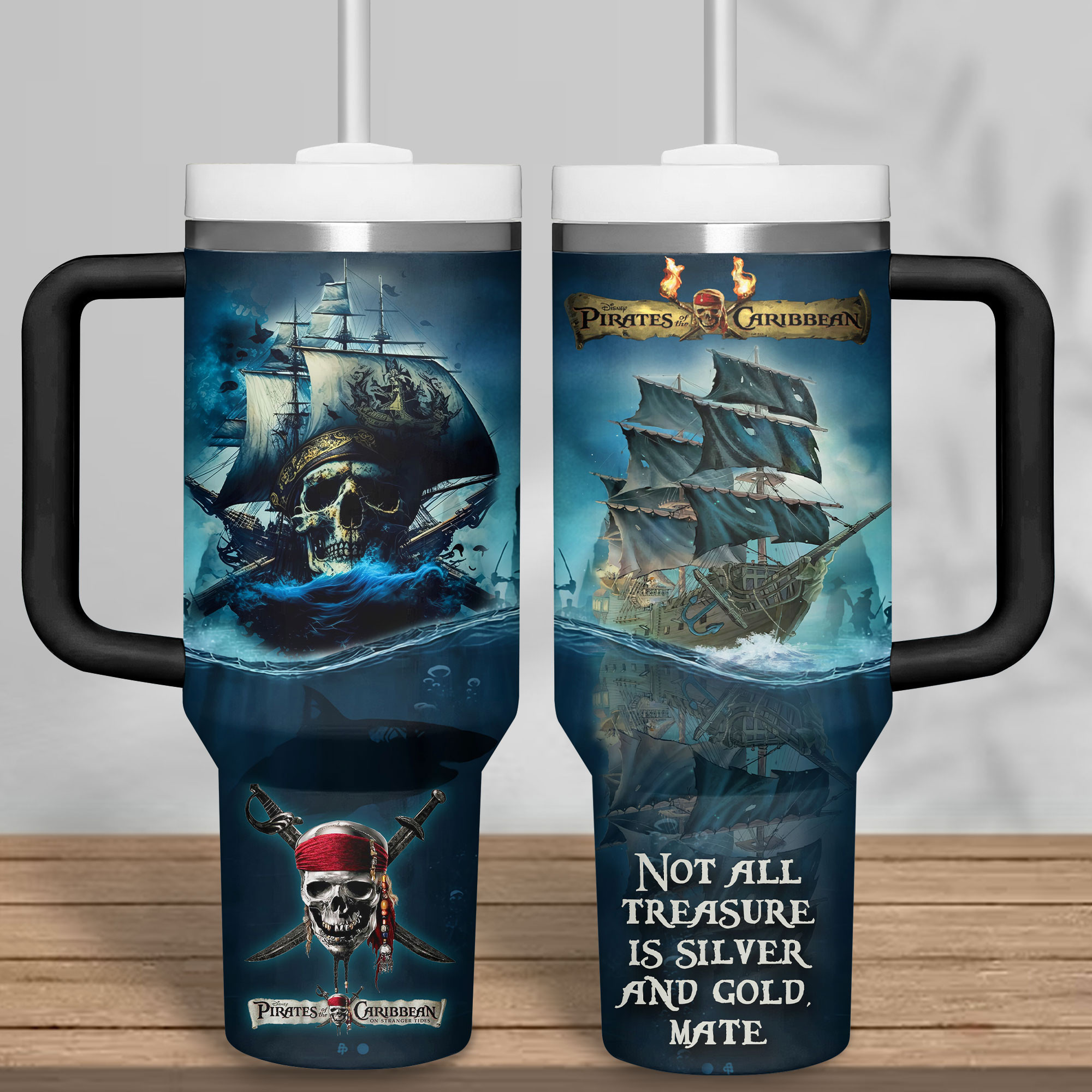 Pirates of the Caribbean Movies Custom Stanley Cup 40 oz 30 oz Tumbler With Handle