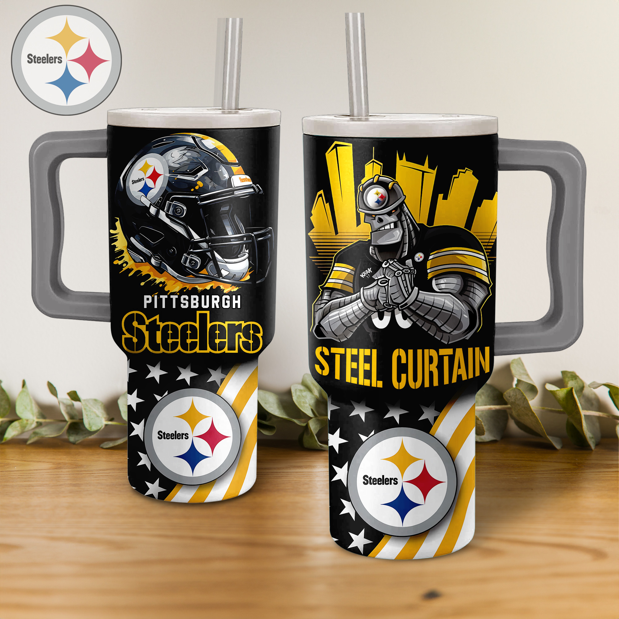 Pittsburgh Steelers Mascot NFL Custom Stanley Cup 40 oz 30 oz Tumbler With Handle
