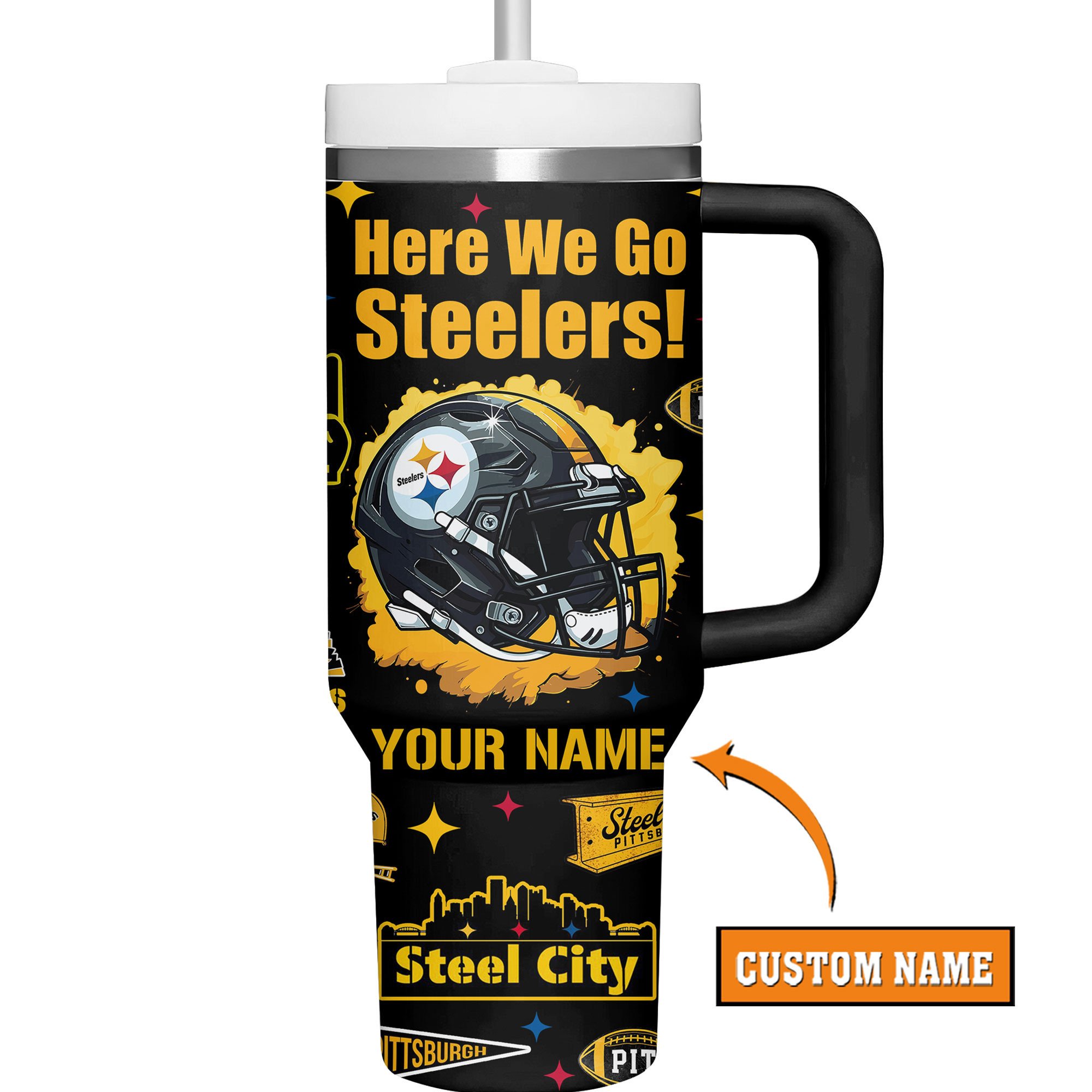 Pittsburgh Steelers NFL Custom Stanley Cup 40 oz 30 oz Tumbler With Handle