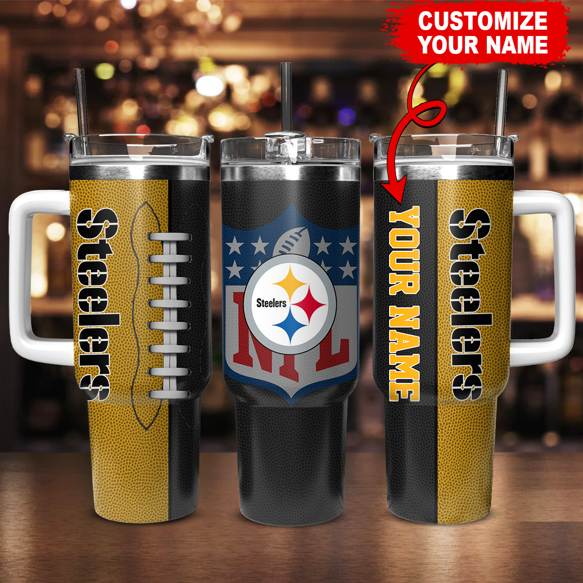 Pittsburgh Steelers NFL Custom Stanley Cup 40 oz 30 oz Tumbler With Handle