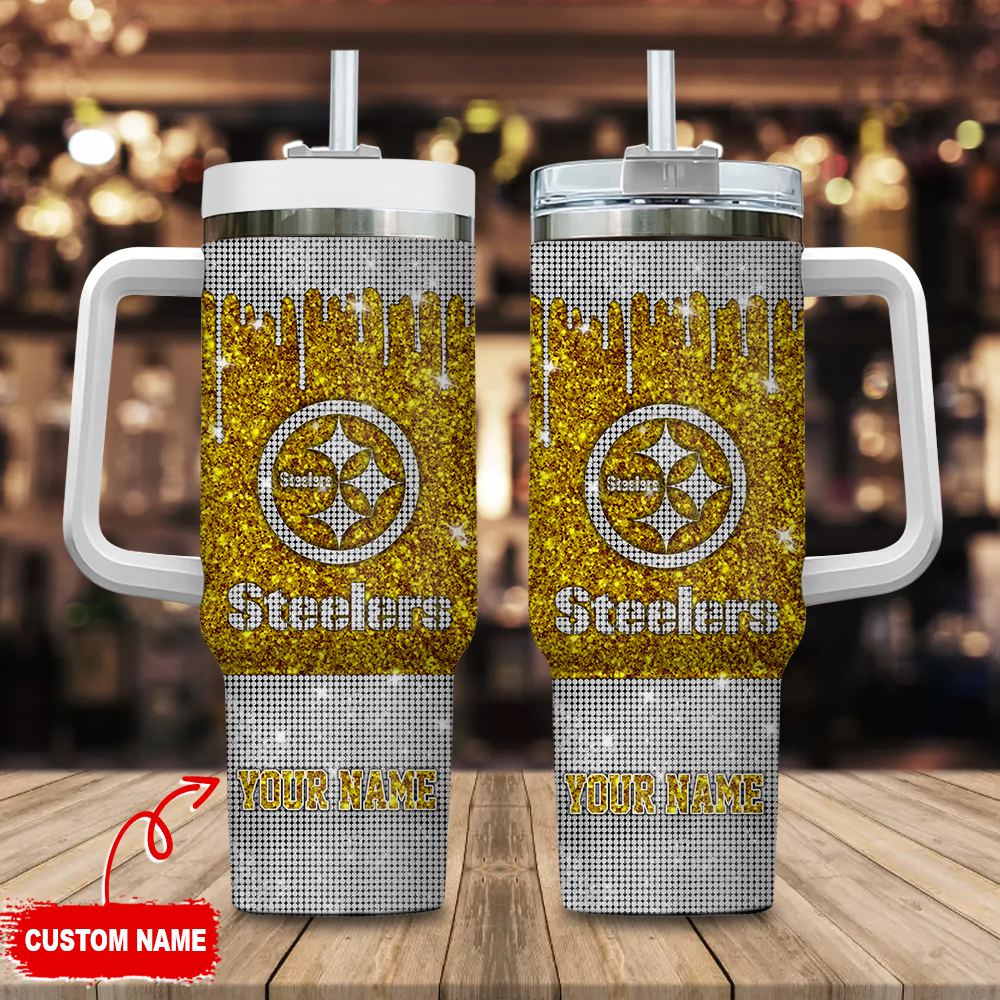 Pittsburgh Steelers NFL Glitter Custom Stanley Cup 40 oz 30 oz Tumbler With Handle
