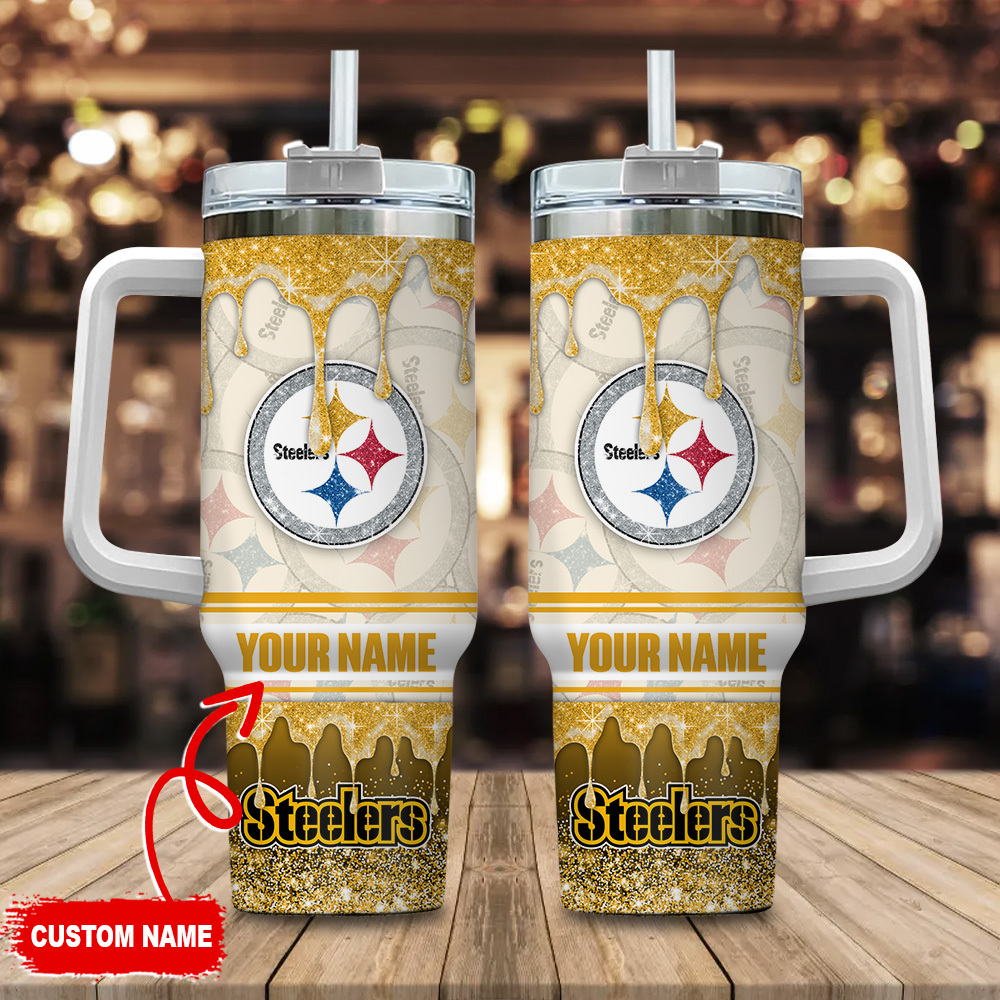 Pittsburgh Steelers NFL Glitter Custom Stanley Cup 40 oz 30 oz Tumbler With Handle