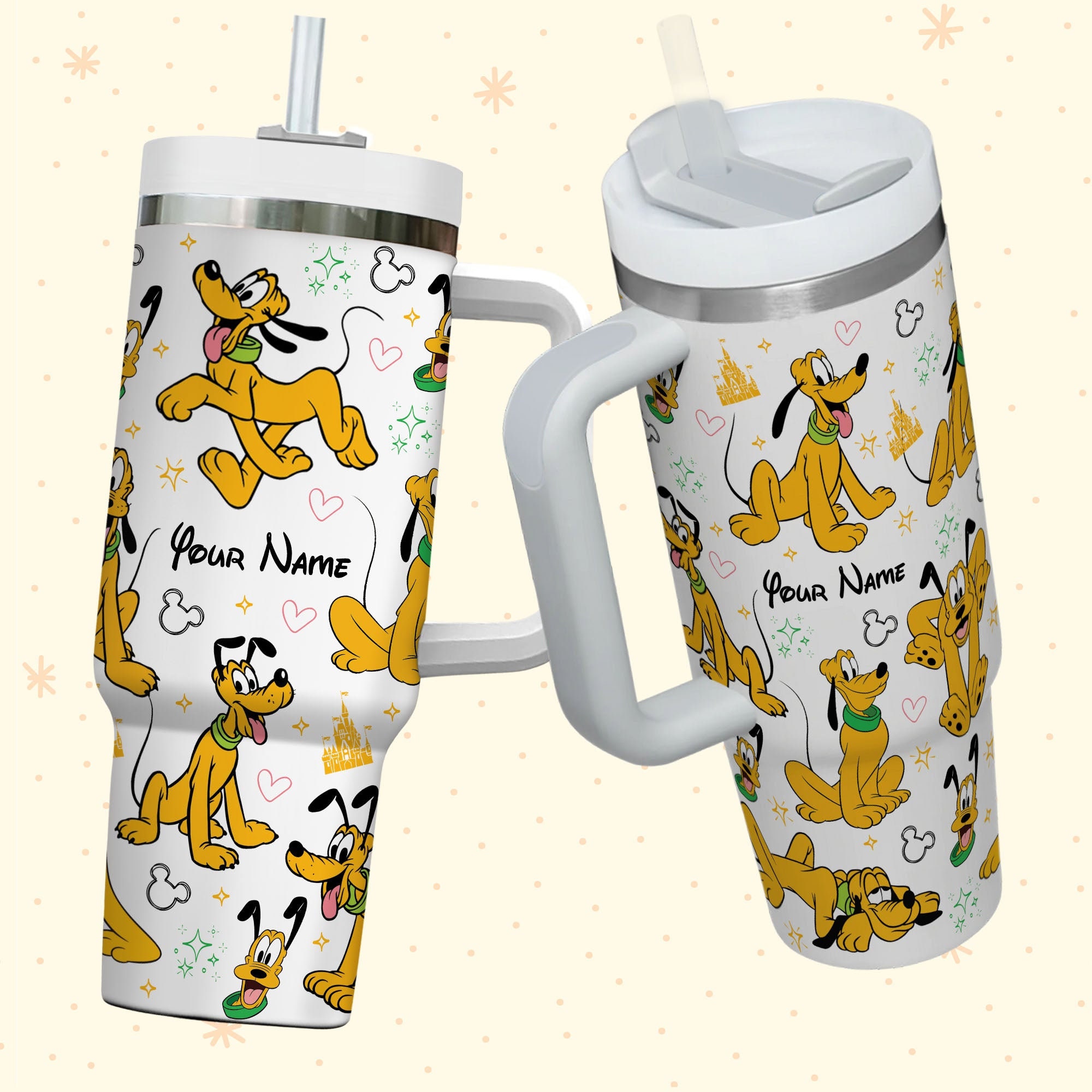 Pluto Disney Cartoon Custom Stanley Cup 40 oz 30 oz Tumbler With Handle