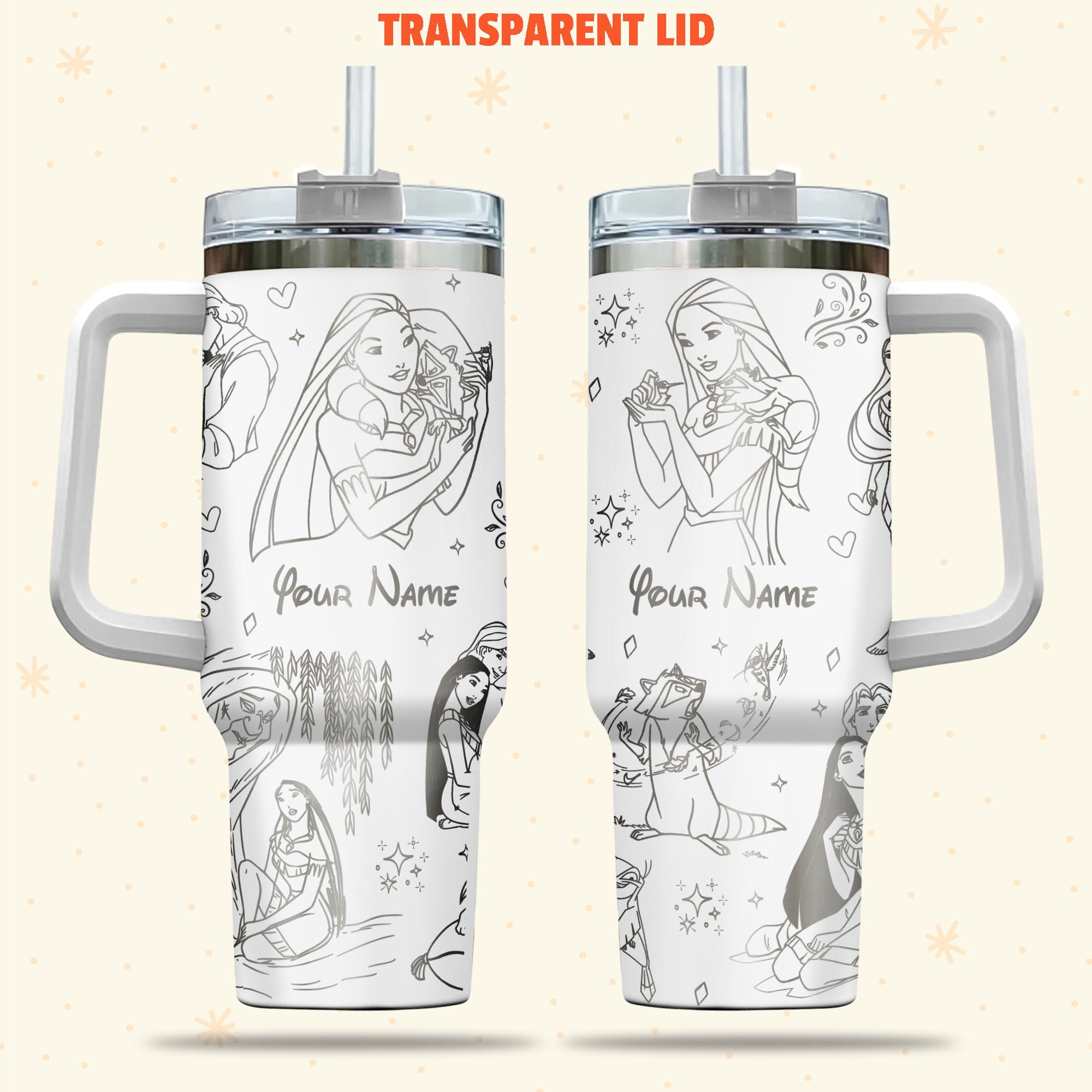 Pocahontas Disney Cartoon Custom Stanley Cup 40 oz 30 oz Tumbler With Handle