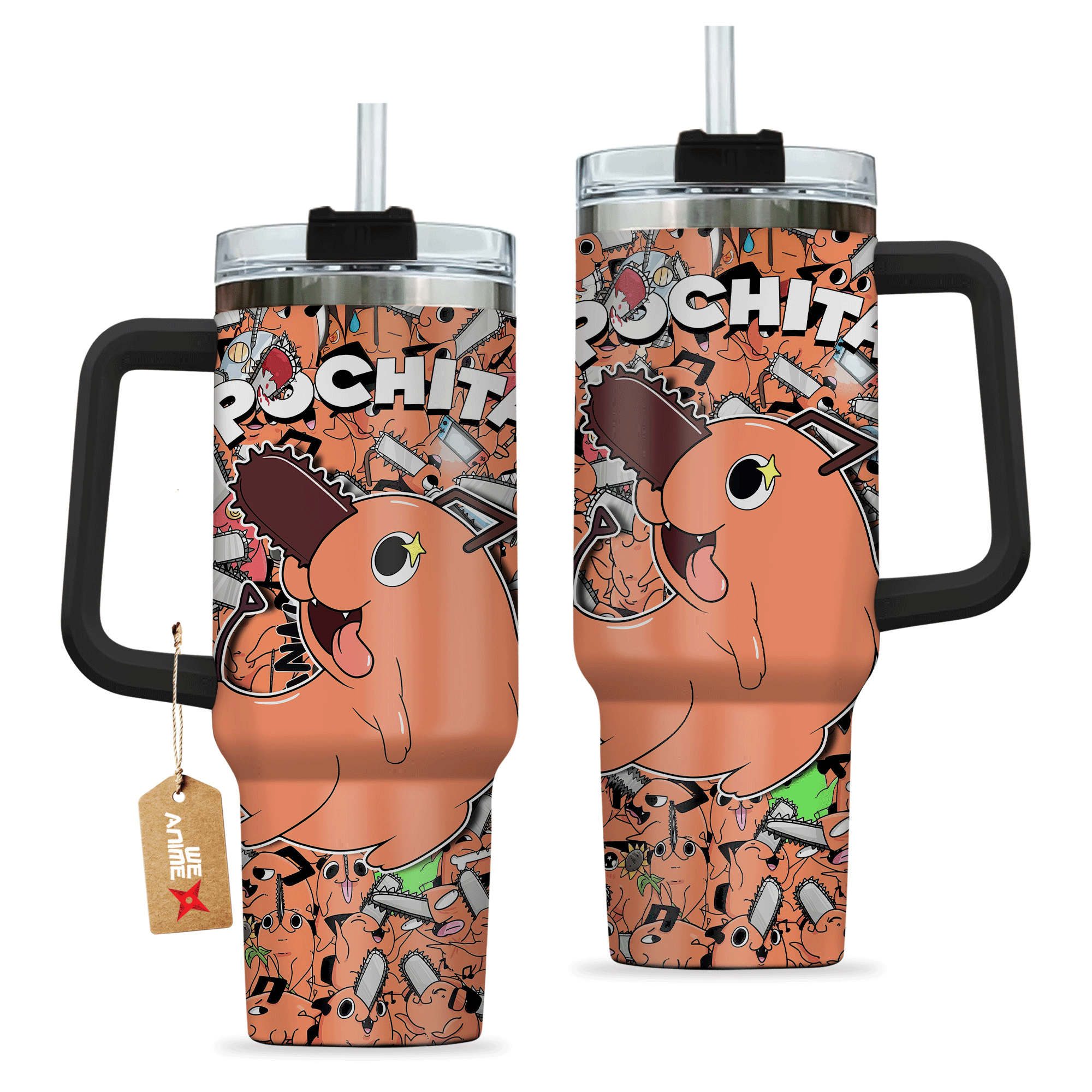 Pochita Chainsaw Man Anime Custom Stanley Cup 40 oz 30 oz Tumbler With Handle