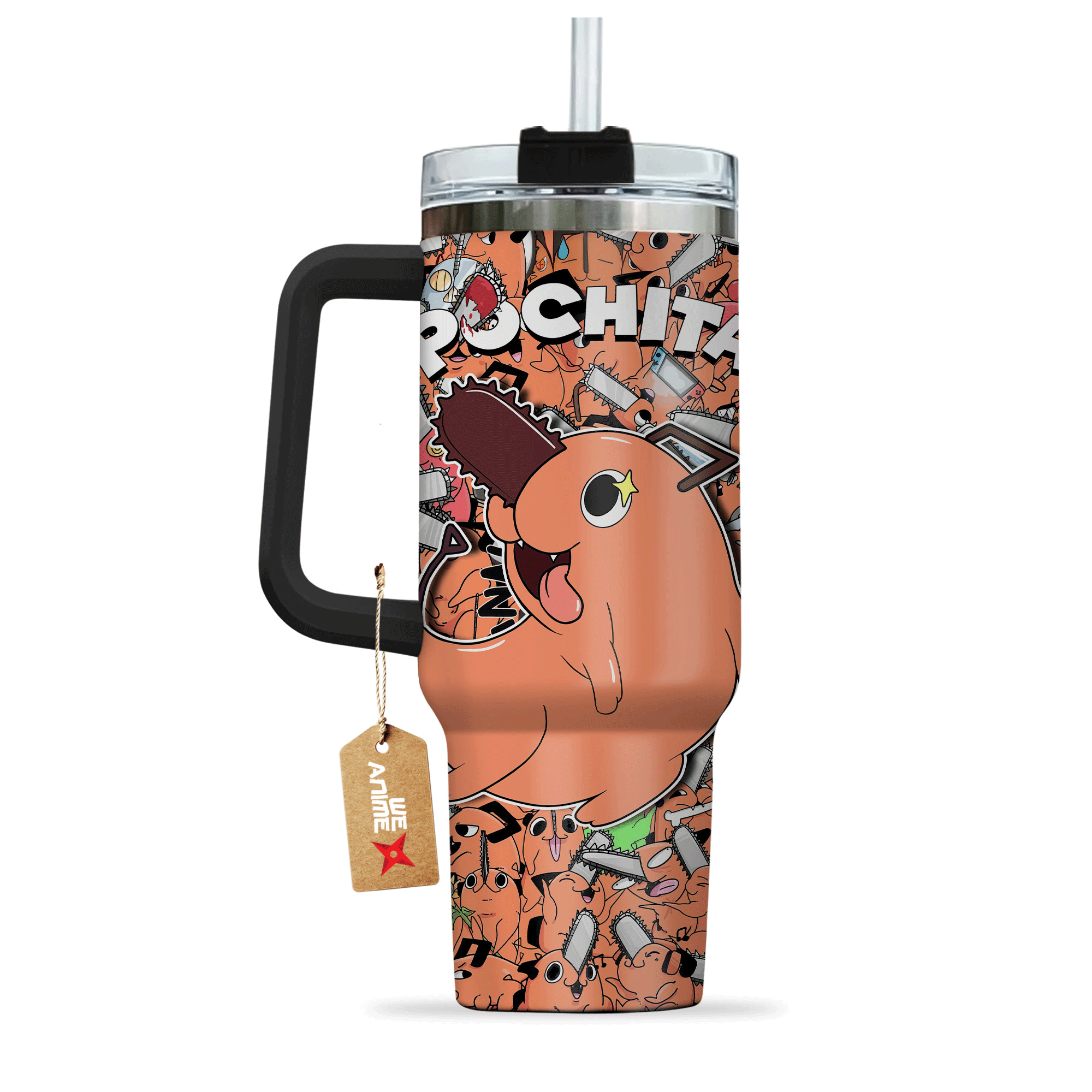 Pochita Chainsaw Man Anime Custom Stanley Cup 40 oz 30 oz Tumbler With Handle