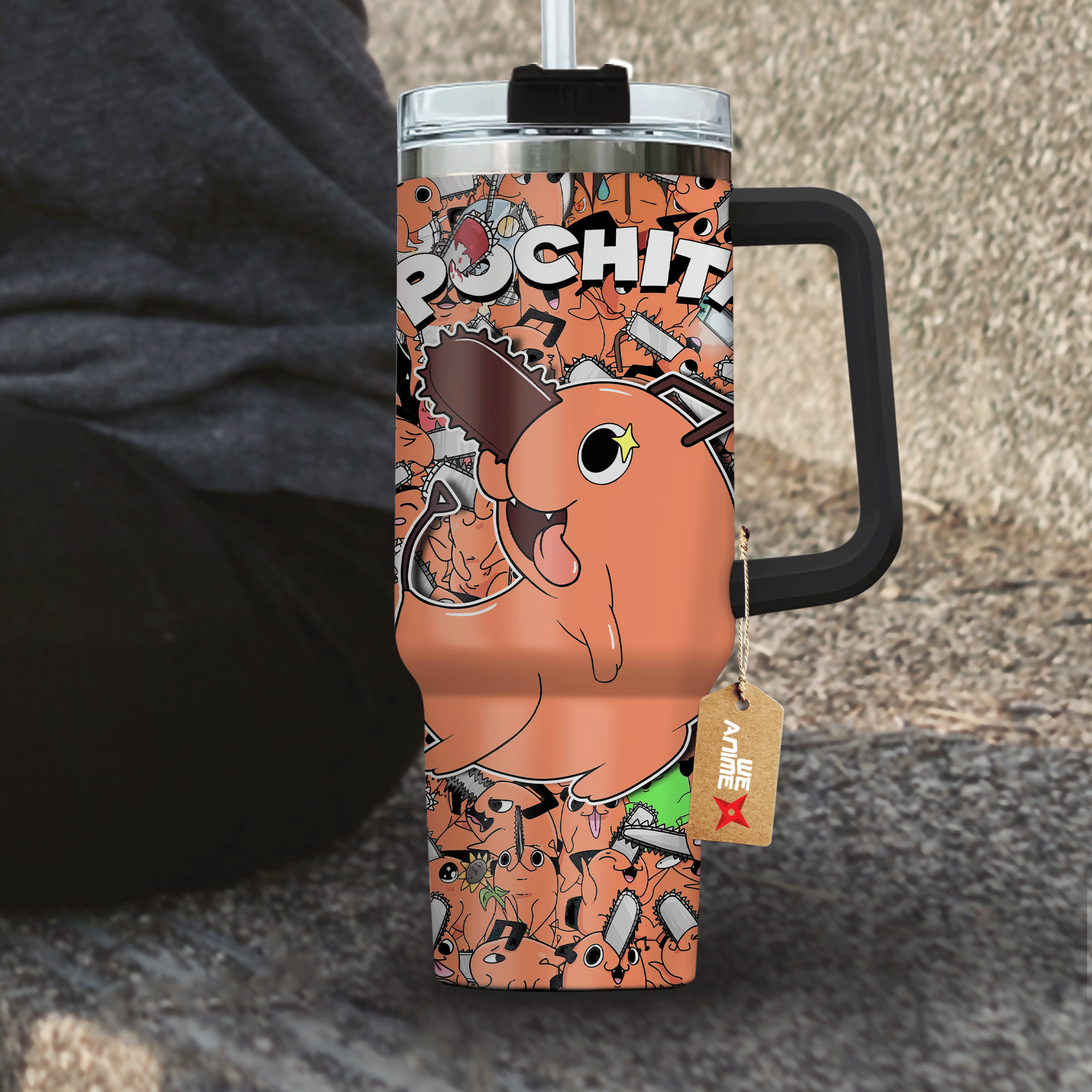 Pochita Chainsaw Man Anime Custom Stanley Cup 40 oz 30 oz Tumbler With Handle