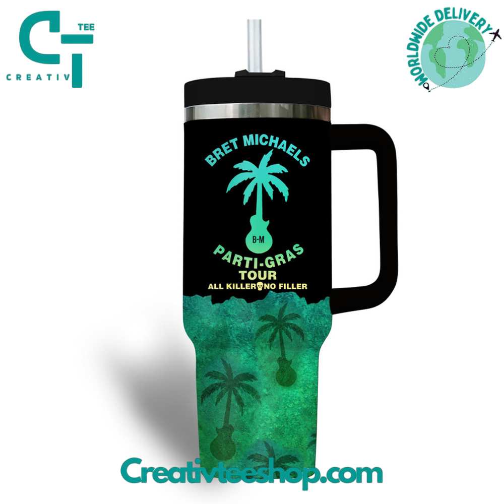 Poison Bret Michaels Parti Gras Music Custom Stanley Cup 40 oz 30 oz Tumbler With Handle