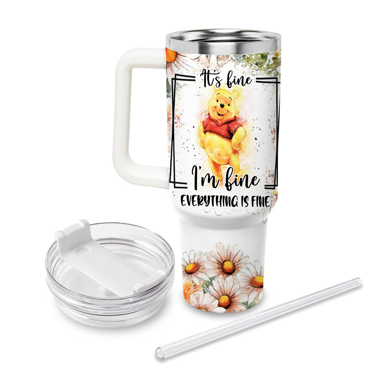 Pooh Winnie the Pooh Cartoon Custom Stanley Cup 40 oz 30 oz Tumbler With Handle