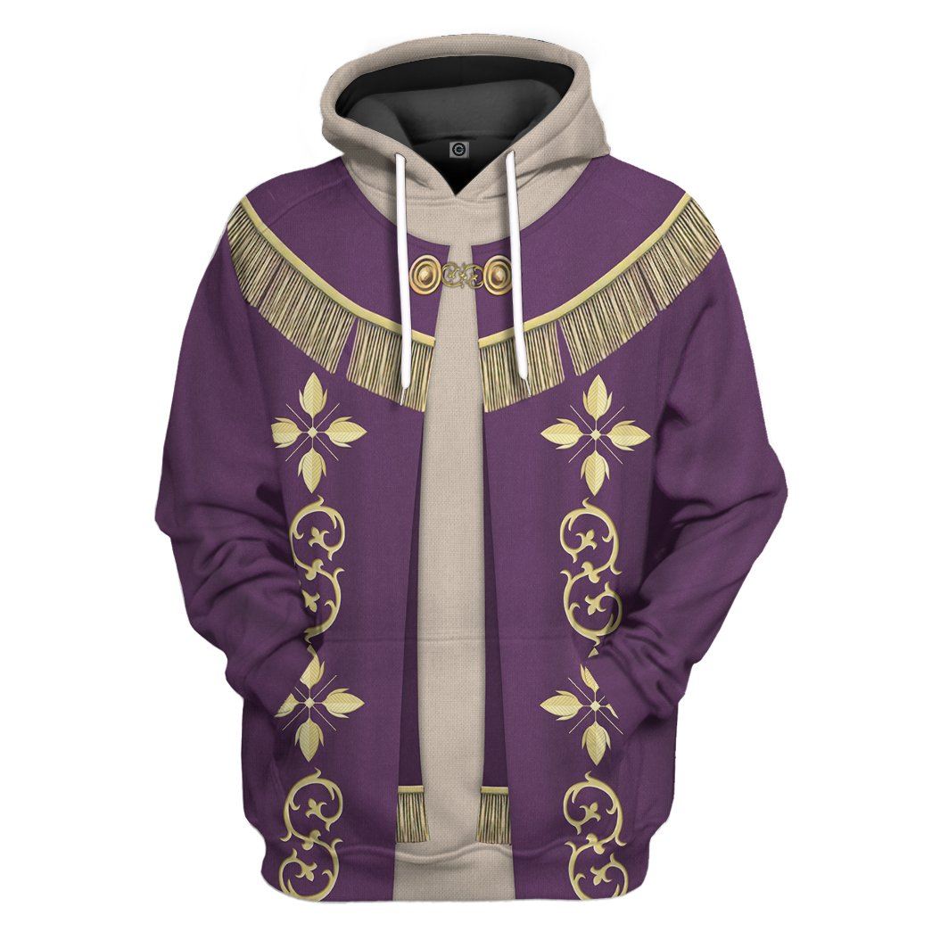 Pope Francis In Purple Liturgical Vestment Costume Hoodie Sweatshirt T-Shirt Sweatpants Tracksuit - Stormmerch Exclusive