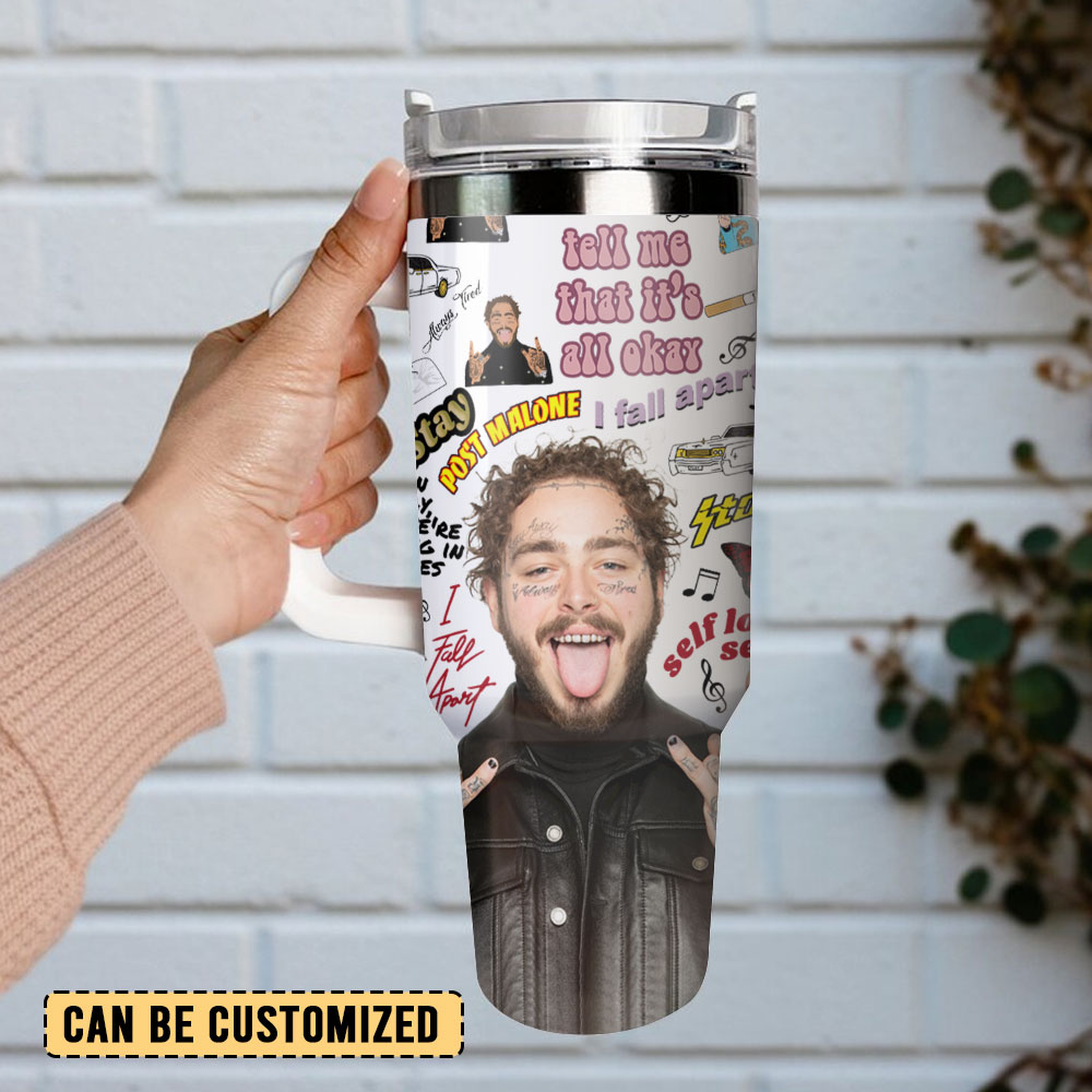 Post Malone Music Custom Stanley Cup 40 oz 30 oz Tumbler With Handle