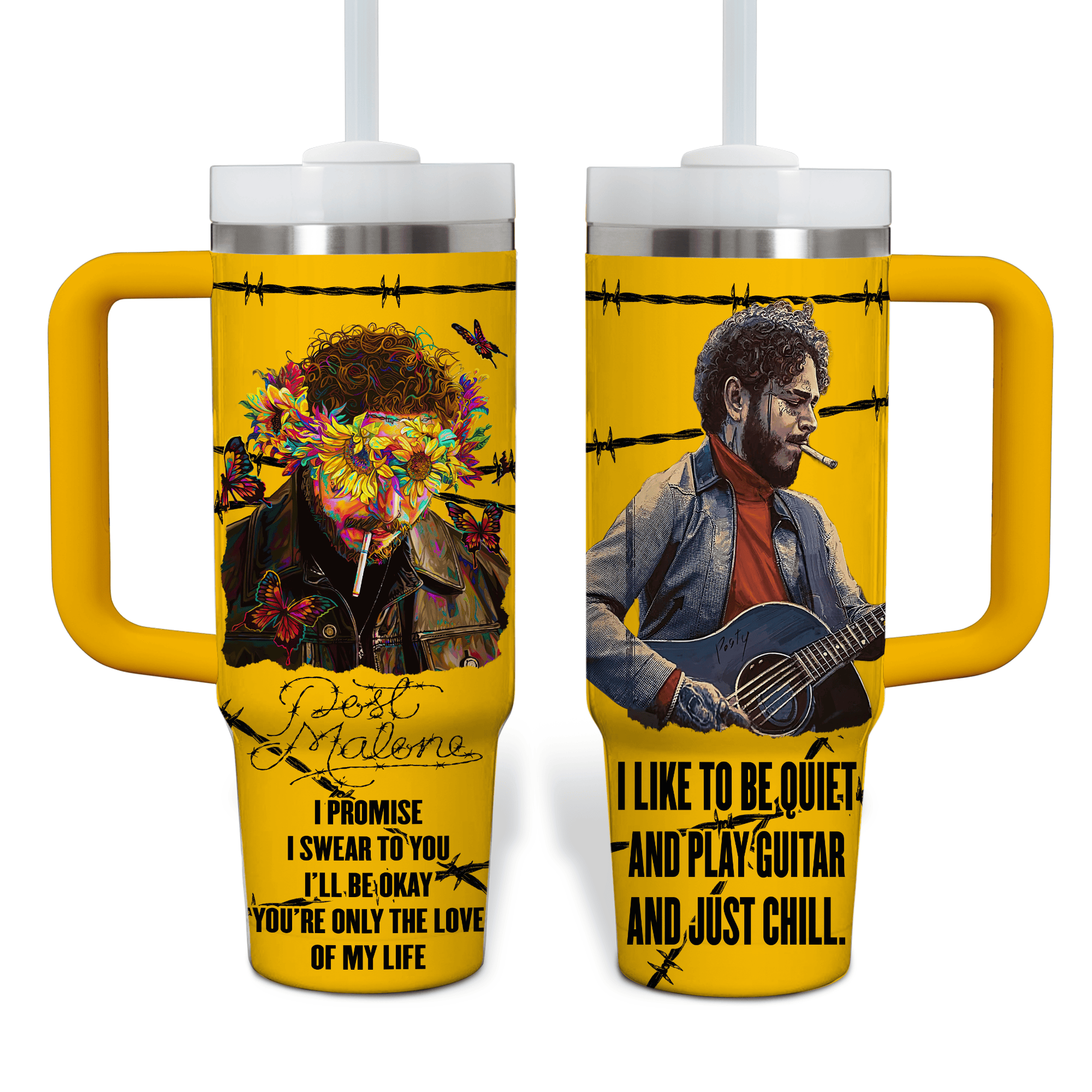 Post Malone Music Custom Stanley Cup 40 oz 30 oz Tumbler With Handle