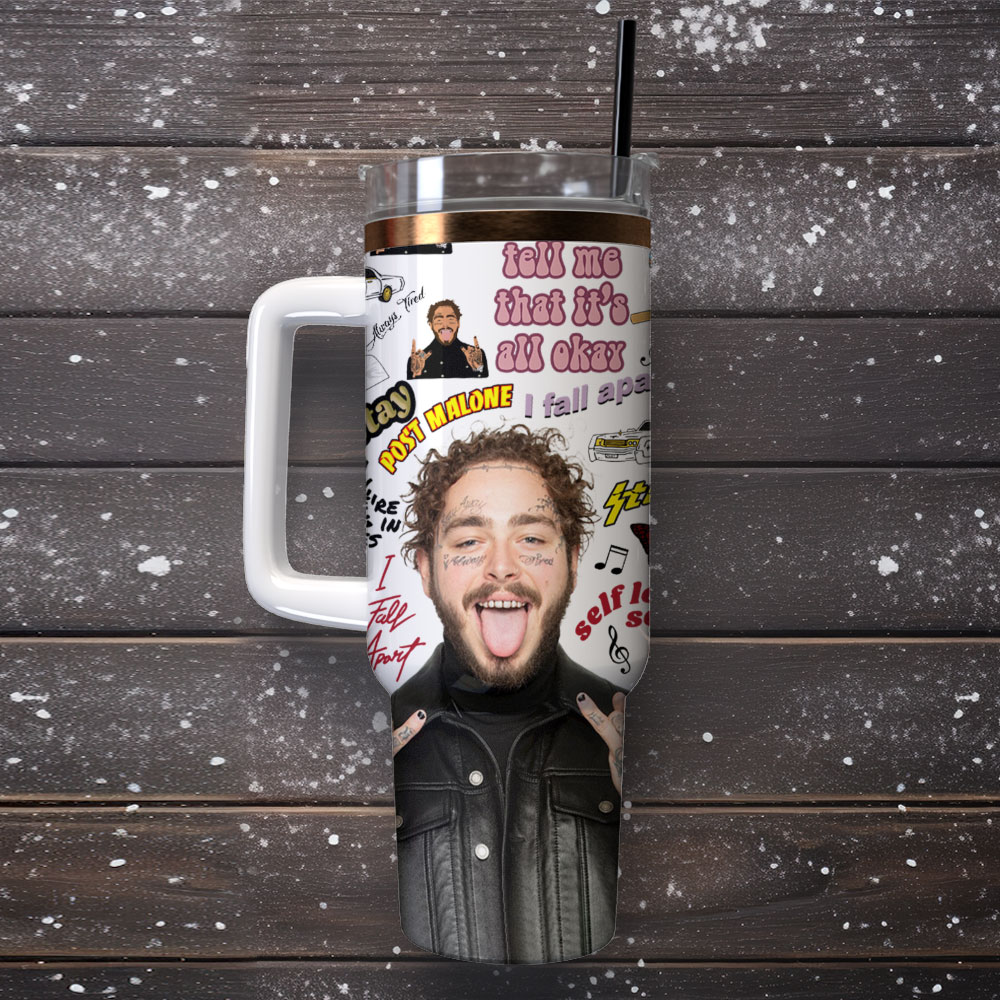 Post Malone Music Custom Stanley Cup 40 oz 30 oz Tumbler With Handle