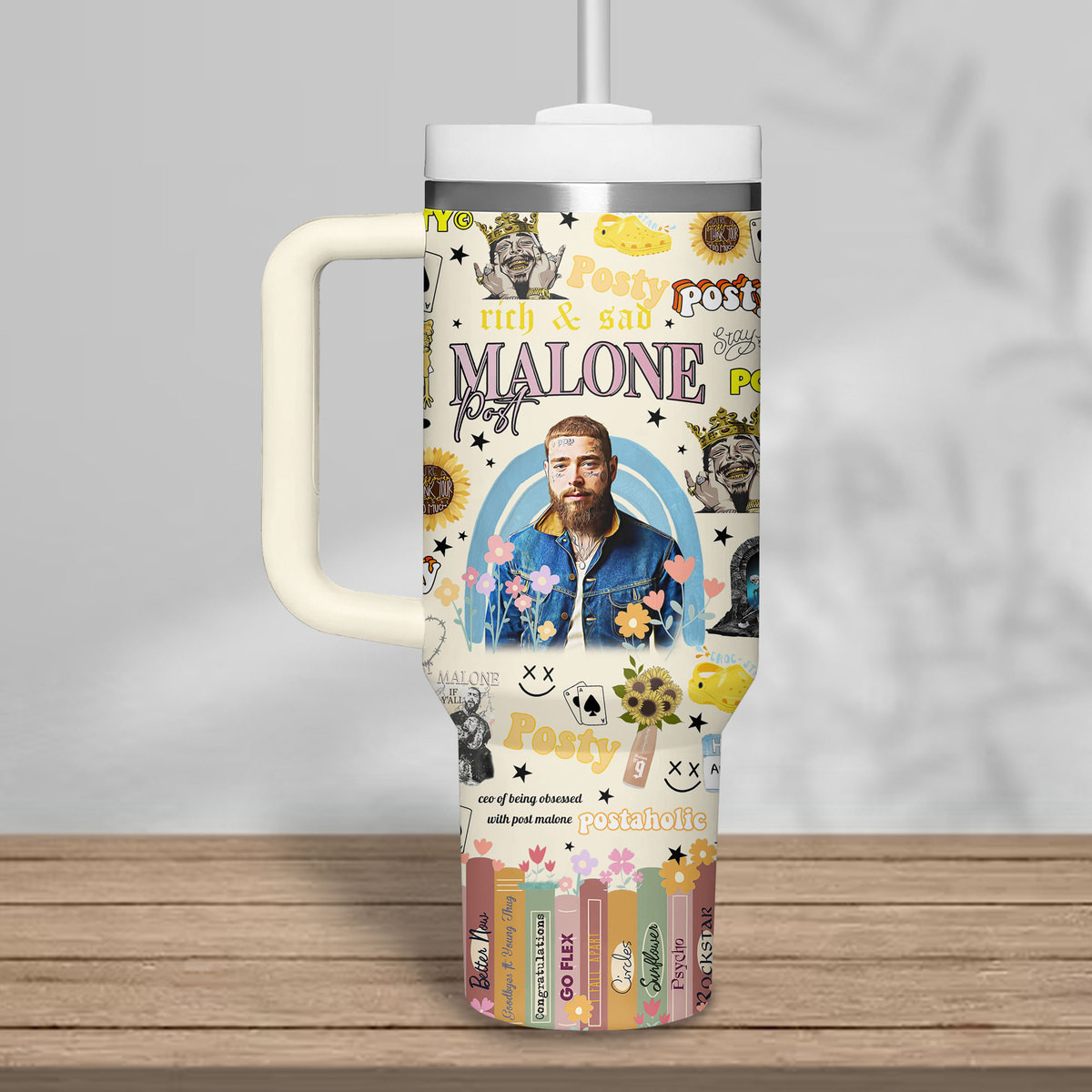 Post Malone Music Custom Stanley Cup 40 oz 30 oz Tumbler With Handle