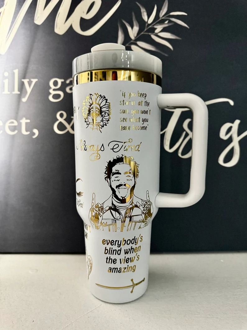 Post Malone Music Custom Stanley Cup 40 oz 30 oz Tumbler With Handle
