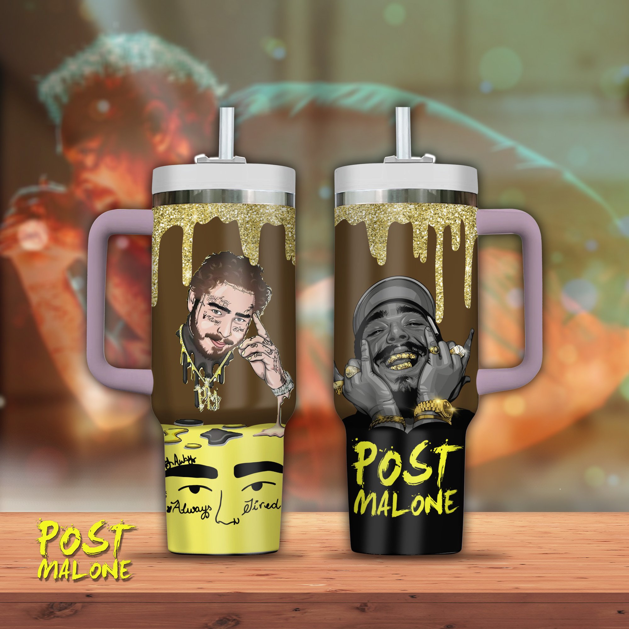 Post Malone Music Custom Stanley Cup 40 oz 30 oz Tumbler With Handle
