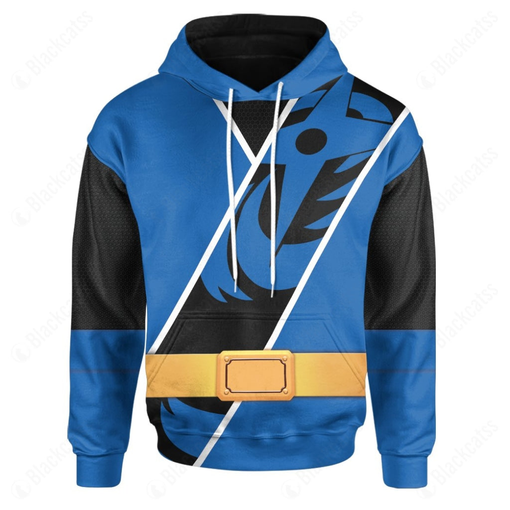 Power Ranger Ninja Steel Blue Ranger Costume Hoodie Sweatshirt T-Shirt Sweatpants Tracksuit - Stormmerch Exclusive