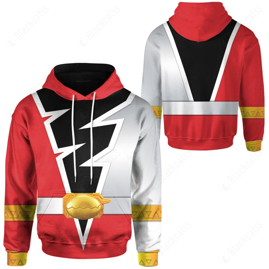 Power Rangers Dino Fury Red Ranger Costume Hoodie Sweatshirt T-Shirt Sweatpants Tracksuit - Stormmerch Exclusive