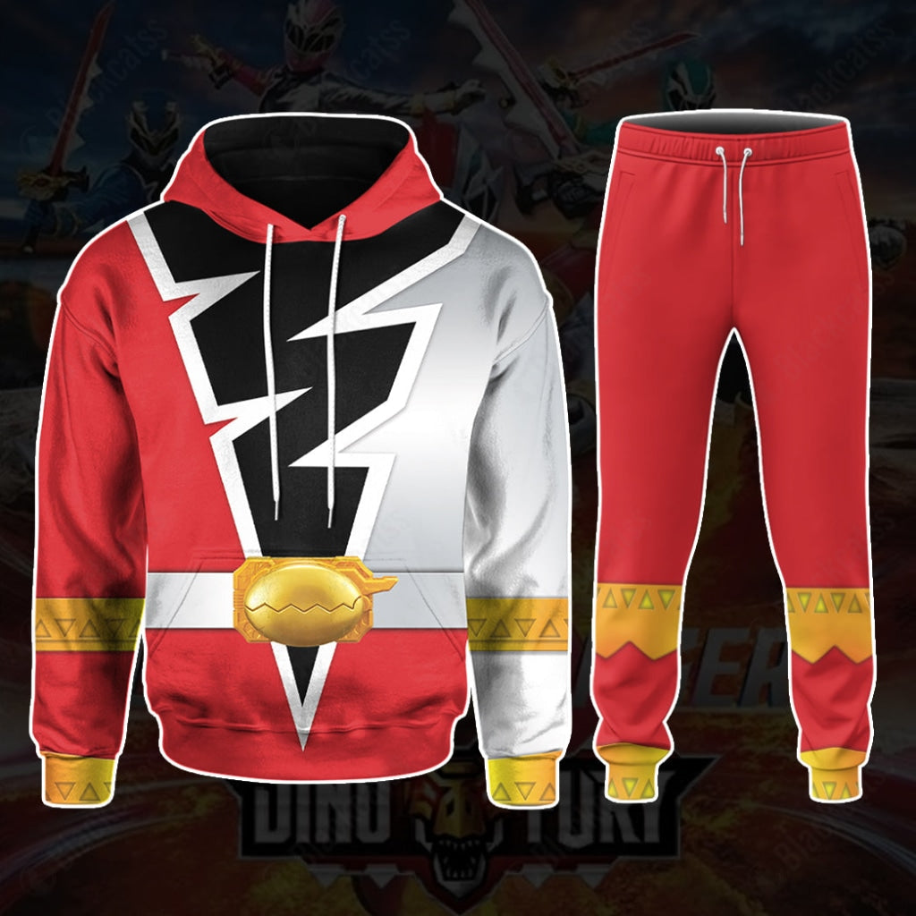 Power Rangers Dino Fury Red Ranger Costume Hoodie Sweatshirt T-Shirt Sweatpants Tracksuit - Stormmerch Exclusive