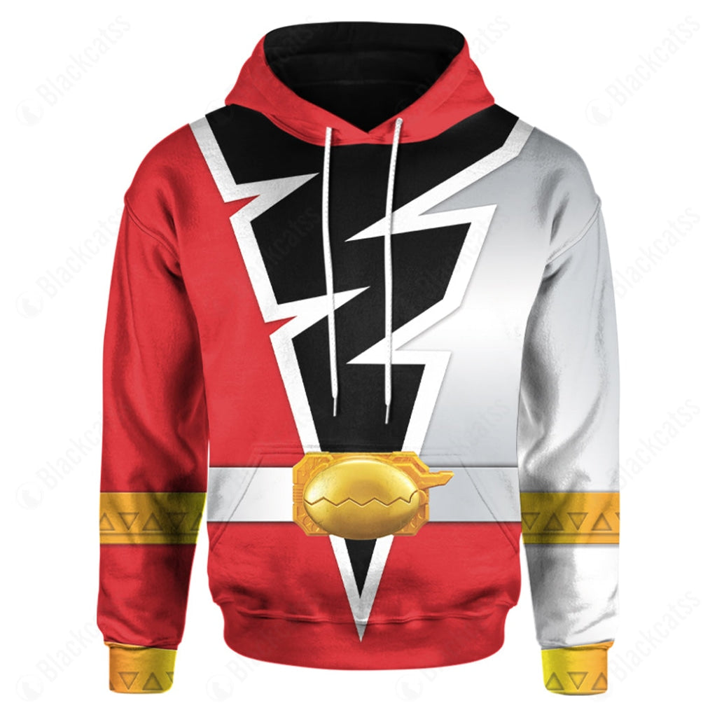 Power Rangers Dino Fury Red Ranger Costume Hoodie Sweatshirt T-Shirt Sweatpants Tracksuit - Stormmerch Exclusive