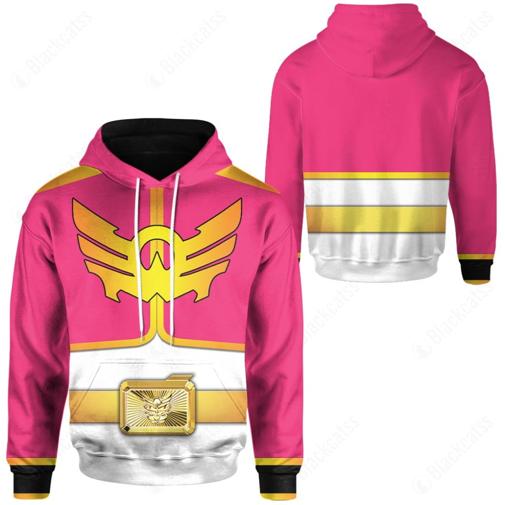 Power Rangers Megaforce Pink Ranger Costume Hoodie Sweatshirt T-Shirt Sweatpants Tracksuit - Stormmerch Exclusive
