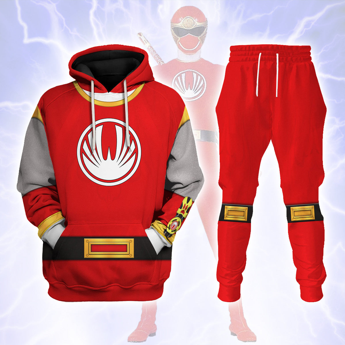 Power Rangers Ninja Storm Red Ranger Hoodies Sweatshirt T-shirt Hawaiian Tracksuit - Stormmerch Exclusive