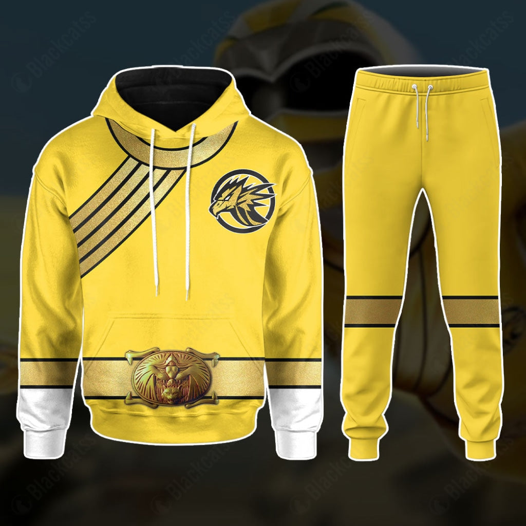 Power Rangers Wild Force Yellow Ranger Costume Hoodie Sweatshirt T-Shirt Sweatpants Tracksuit - Stormmerch Exclusive