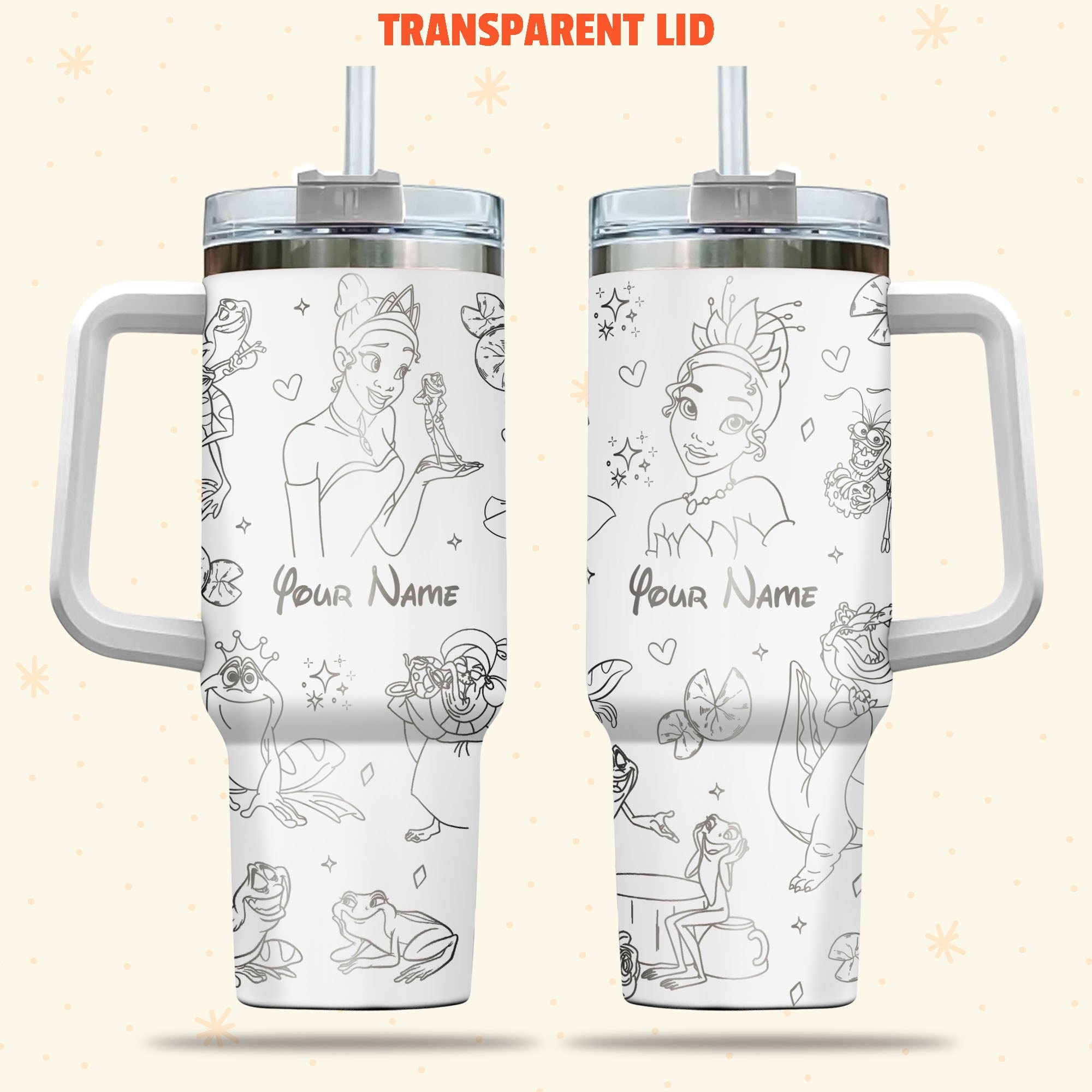 Princess And The Frog Disney Cartoon Custom Stanley Cup 40 oz 30 oz Tumbler With Handle