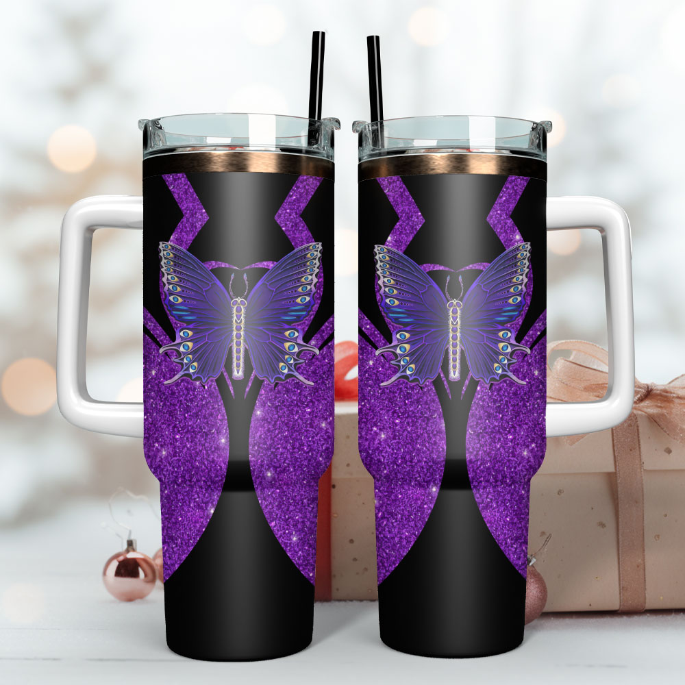 Purple Butterfly Artwork Custom Stanley Cup 40 oz 30 oz Tumbler With Handle