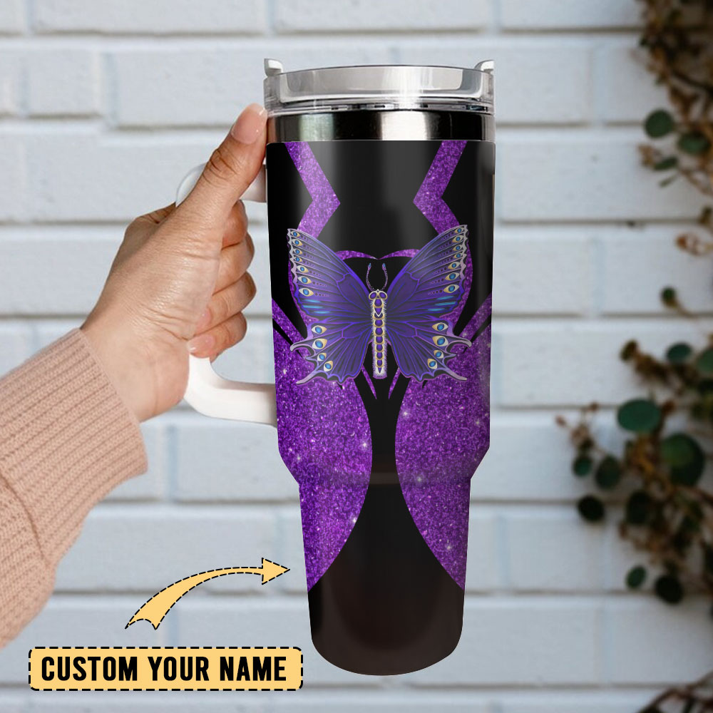Purple Butterfly Artwork Custom Stanley Cup 40 oz 30 oz Tumbler With Handle