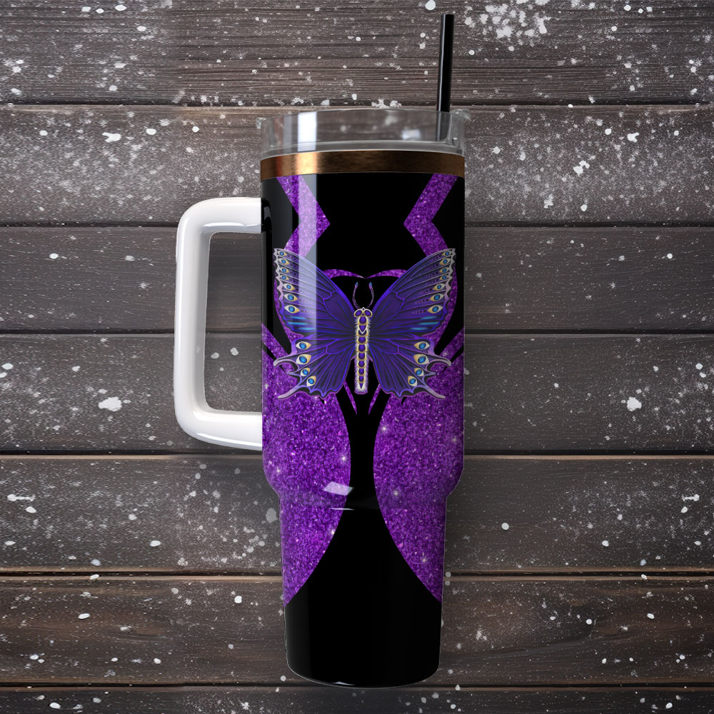 Purple Butterfly Artwork Custom Stanley Cup 40 oz 30 oz Tumbler With Handle