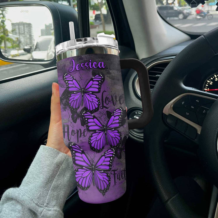 Purple Butterfly Custom Stanley Cup 40 oz 30 oz Tumbler With Handle